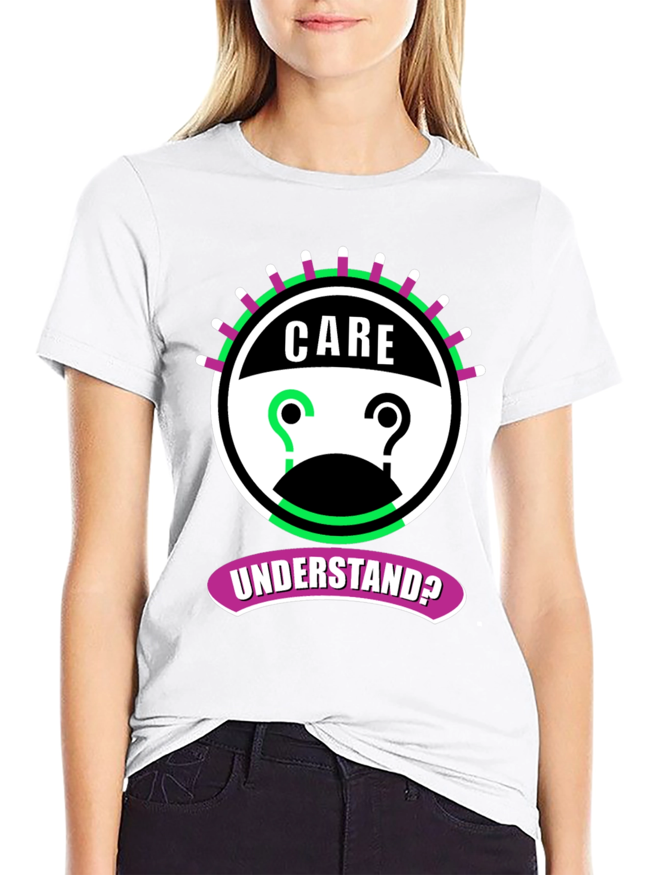 Black Care Understand? Graphic Tee - Black Cotton T-Shirt view 9