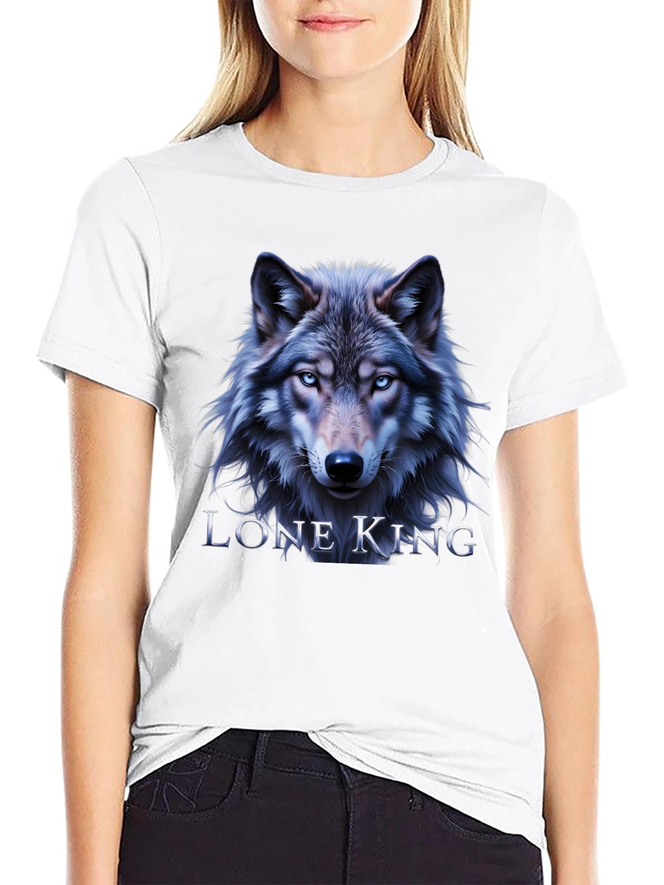 Black Lone King Wolf Graphic T-Shirt - Black view 9