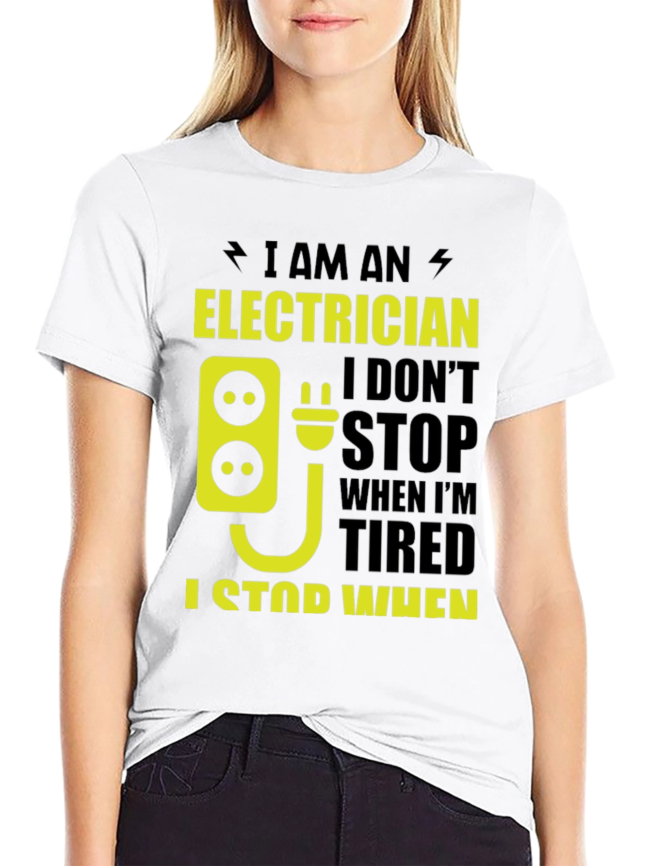Black Electrician T-Shirt - Funny I Stop When Done Tee view 9