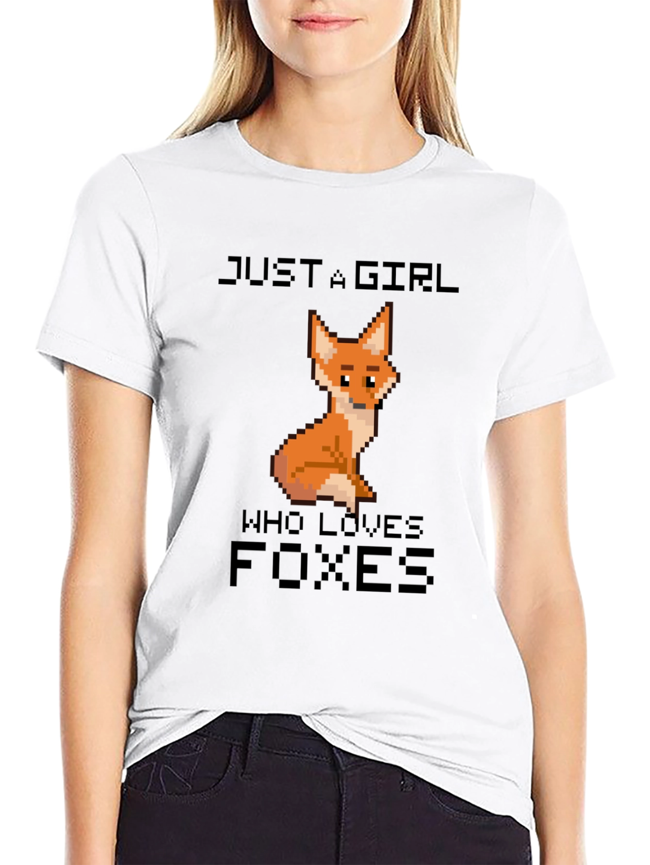 Black Just A Girl Who Loves Foxes T-Shirt view 9