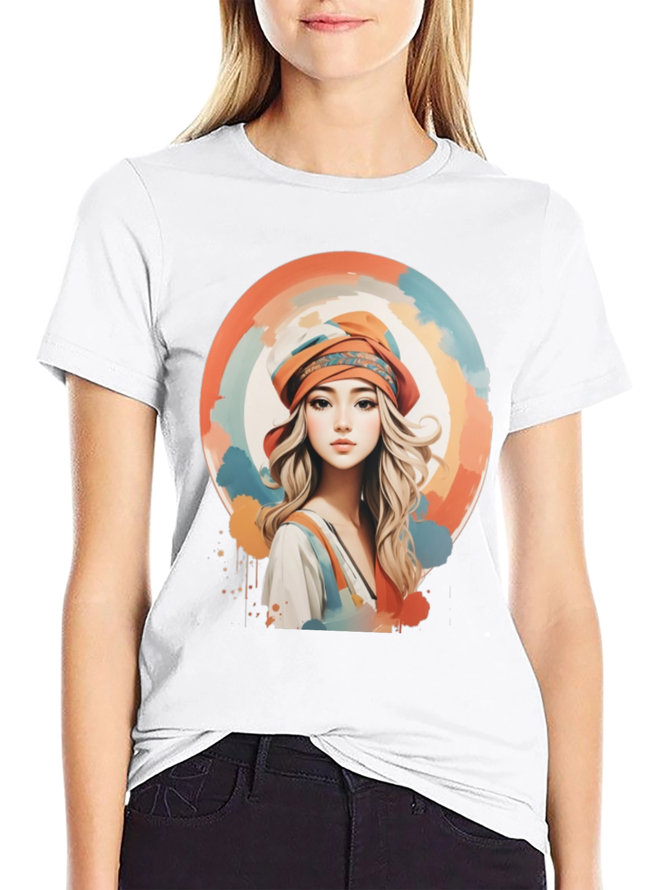 Black Woman Portrait Graphic Tee - Artistic Watercolor Design view 9