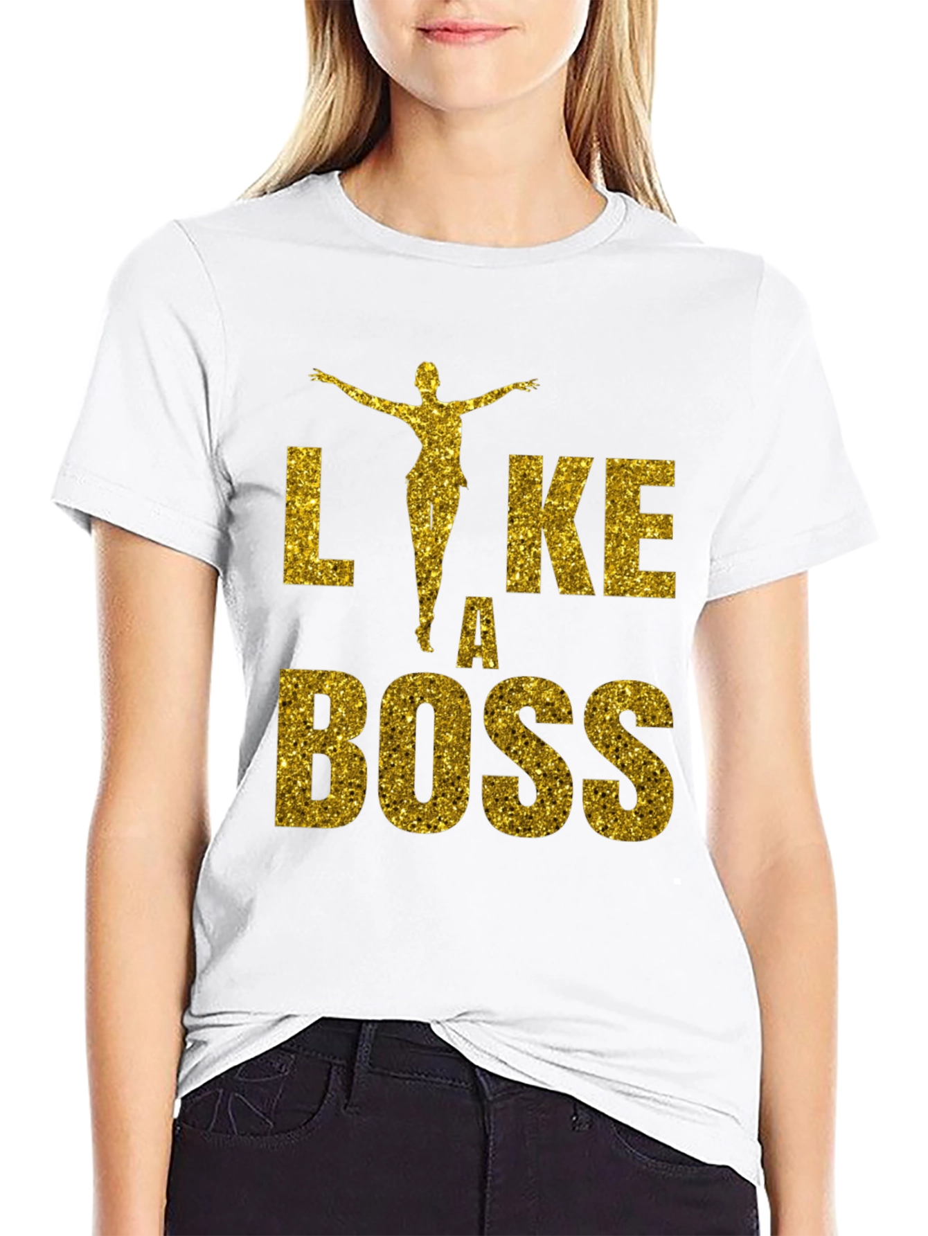 Black Like A Boss Glitter Graphic T-Shirt view 9