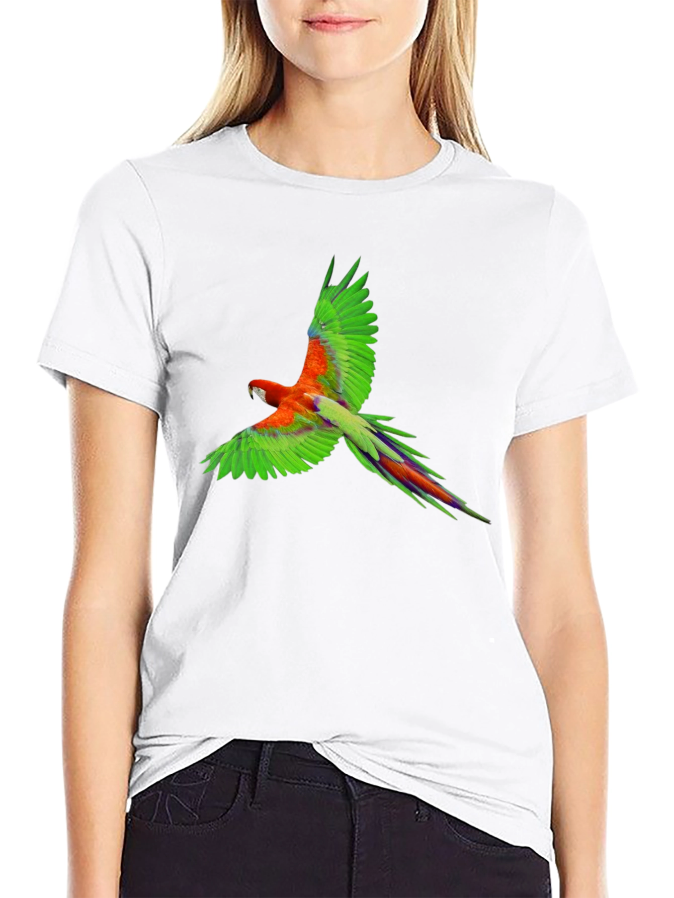 Black Parrot Graphic Print Black T-Shirt view 9