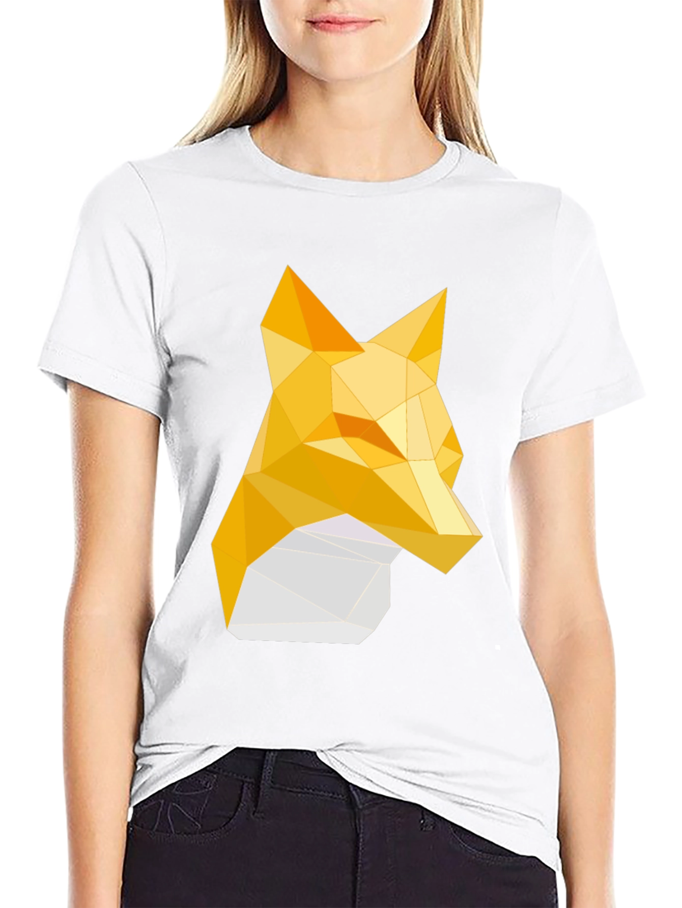 Black Geometric Fox Tee - Stylish Graphic Print T-Shirt view 9