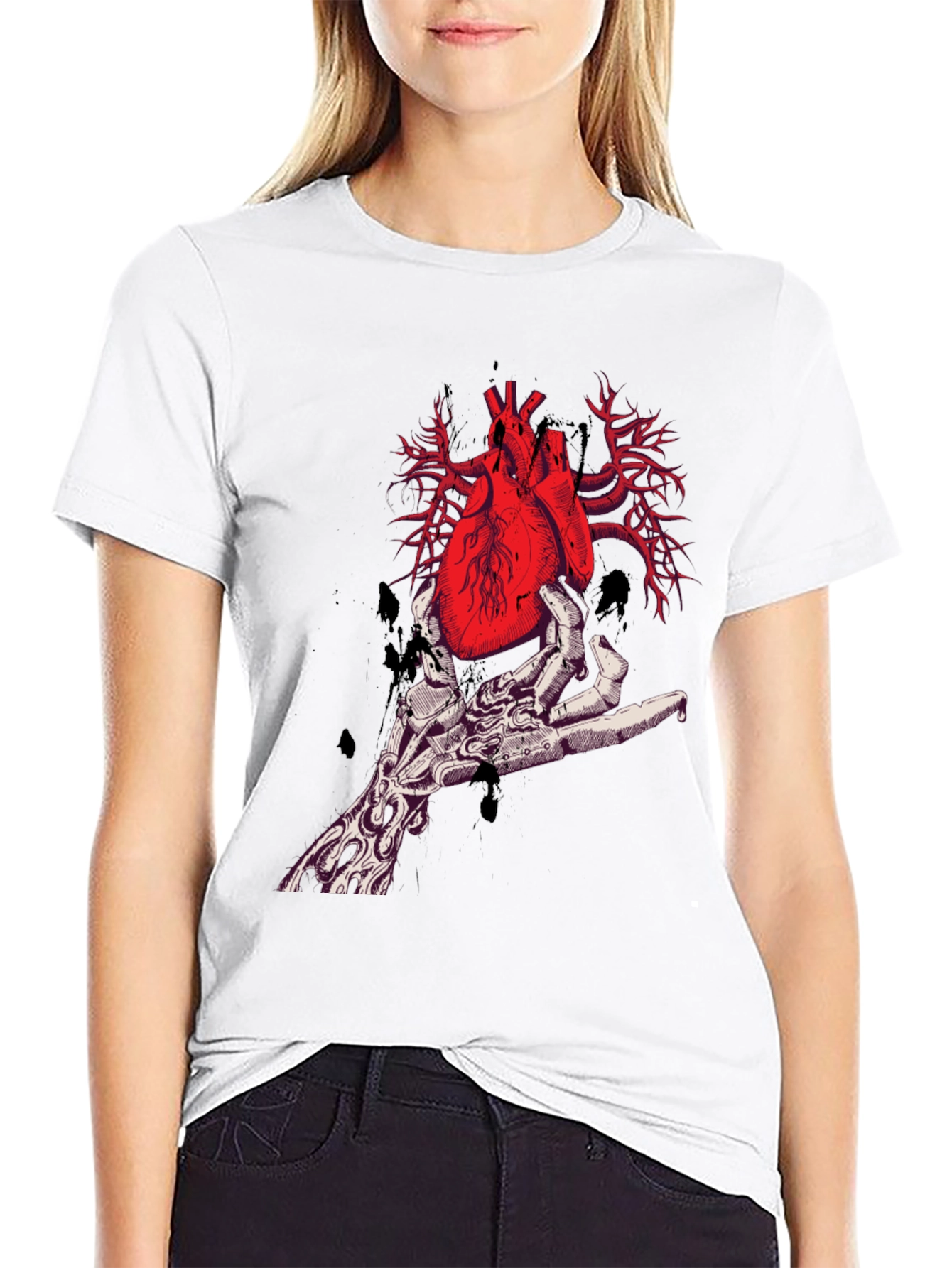 Black Anatomical Heart Graphic Tee - Unique Design view 9