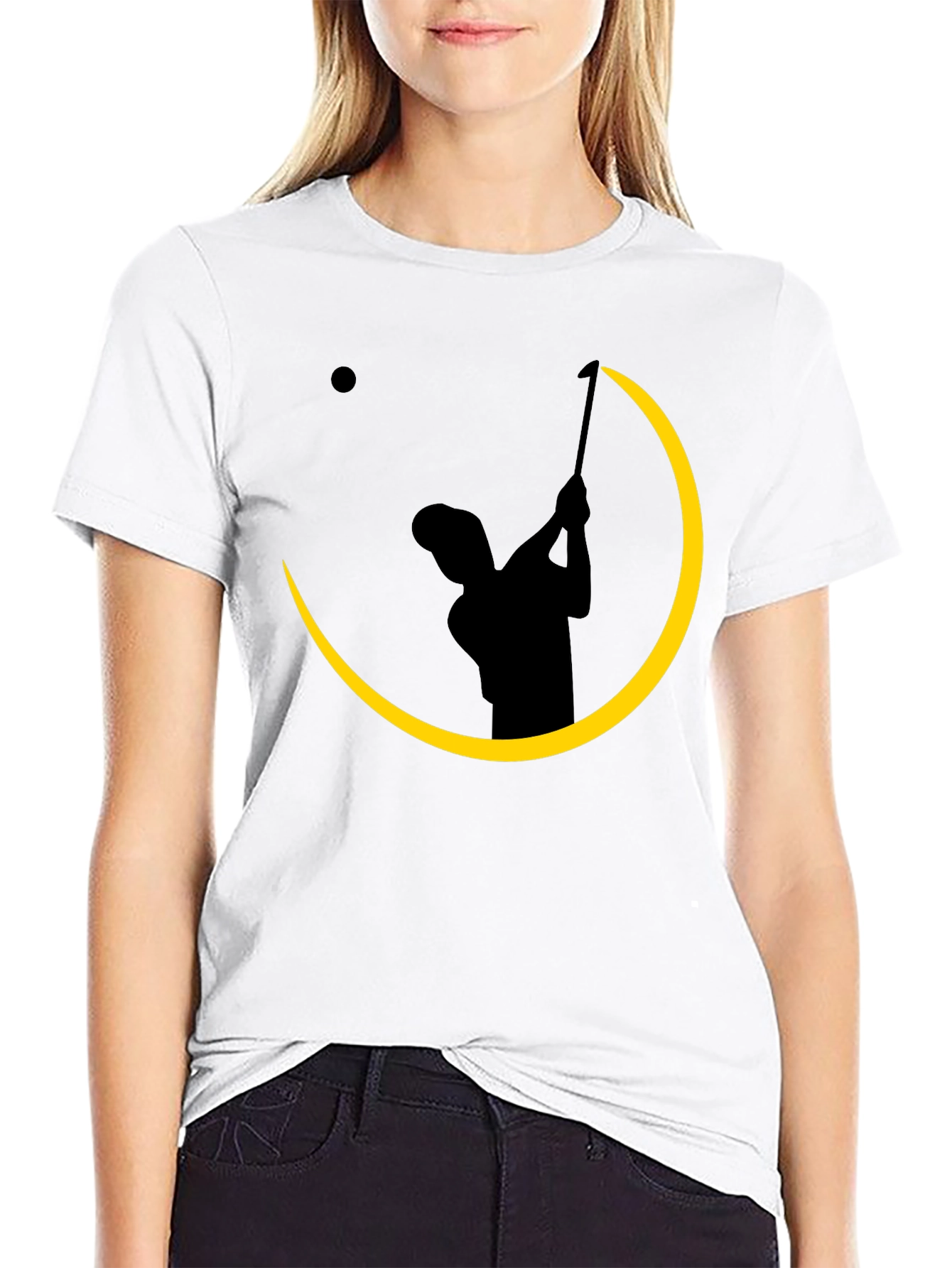 Black Golfer Silhouette Graphic Tee - Black Cotton Blend Shirt view 9