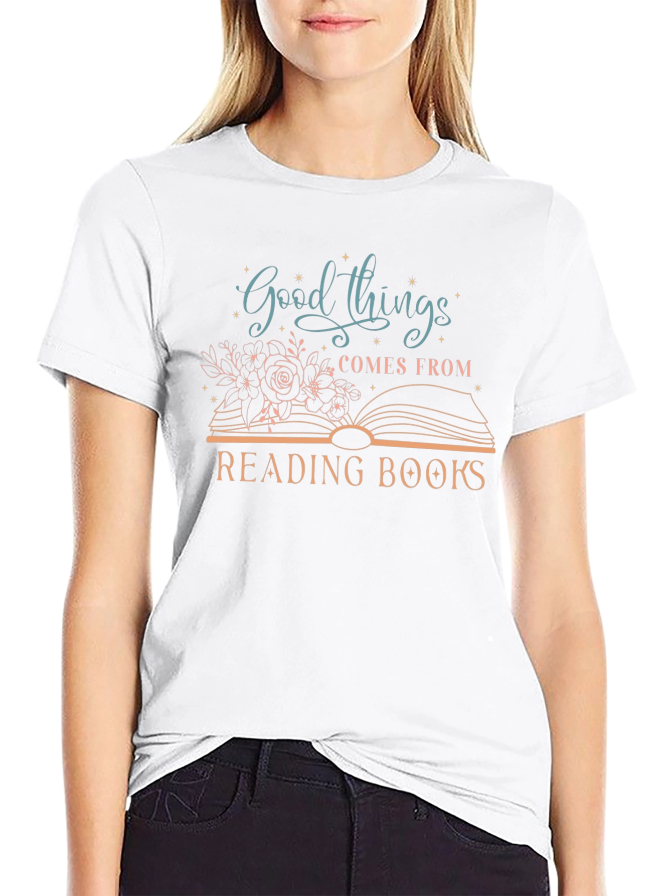 Black Good Things From Reading Books T-Shirt view 9