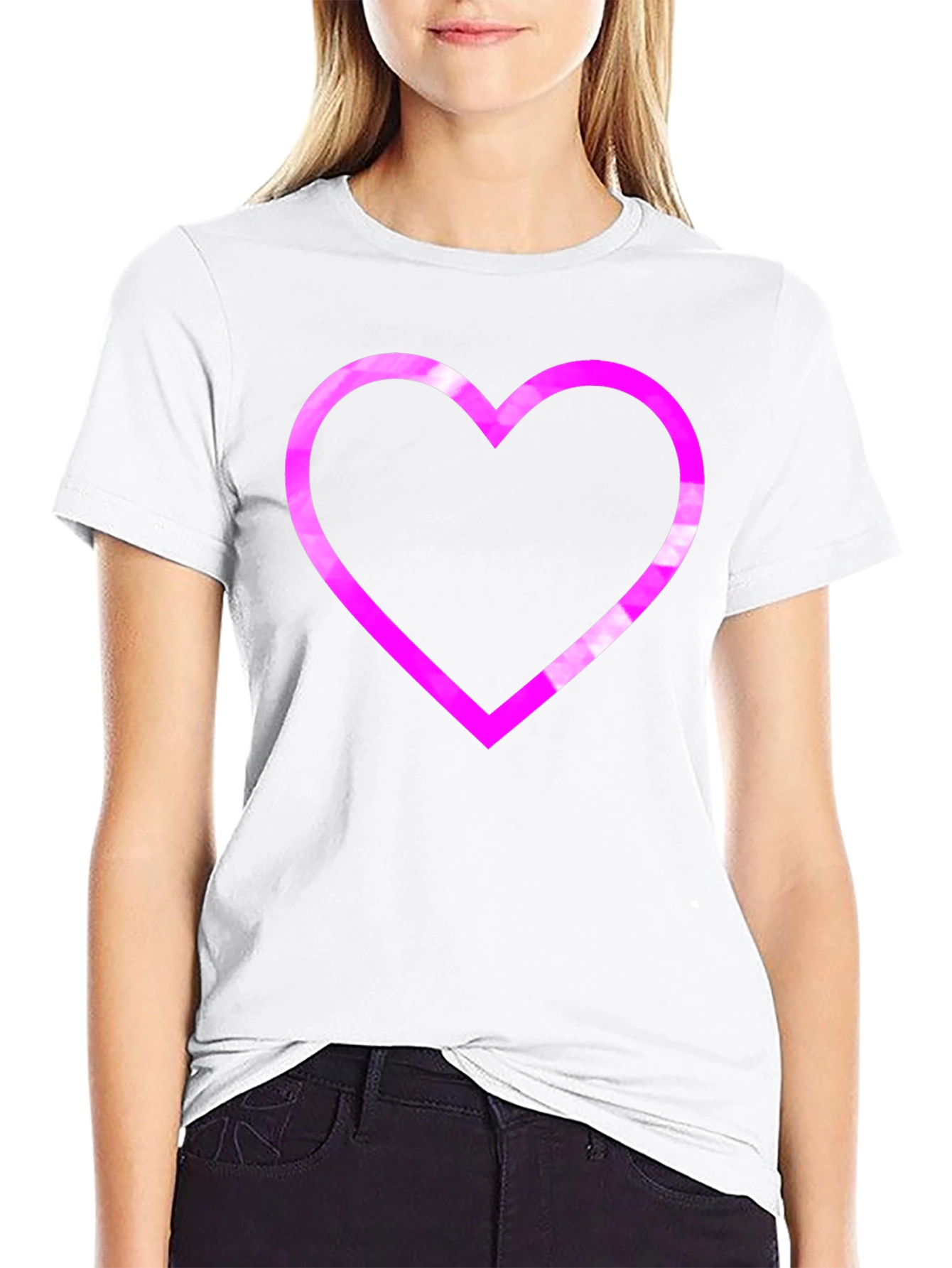 Black Heart Outline Graphic T-Shirt - Black view 9