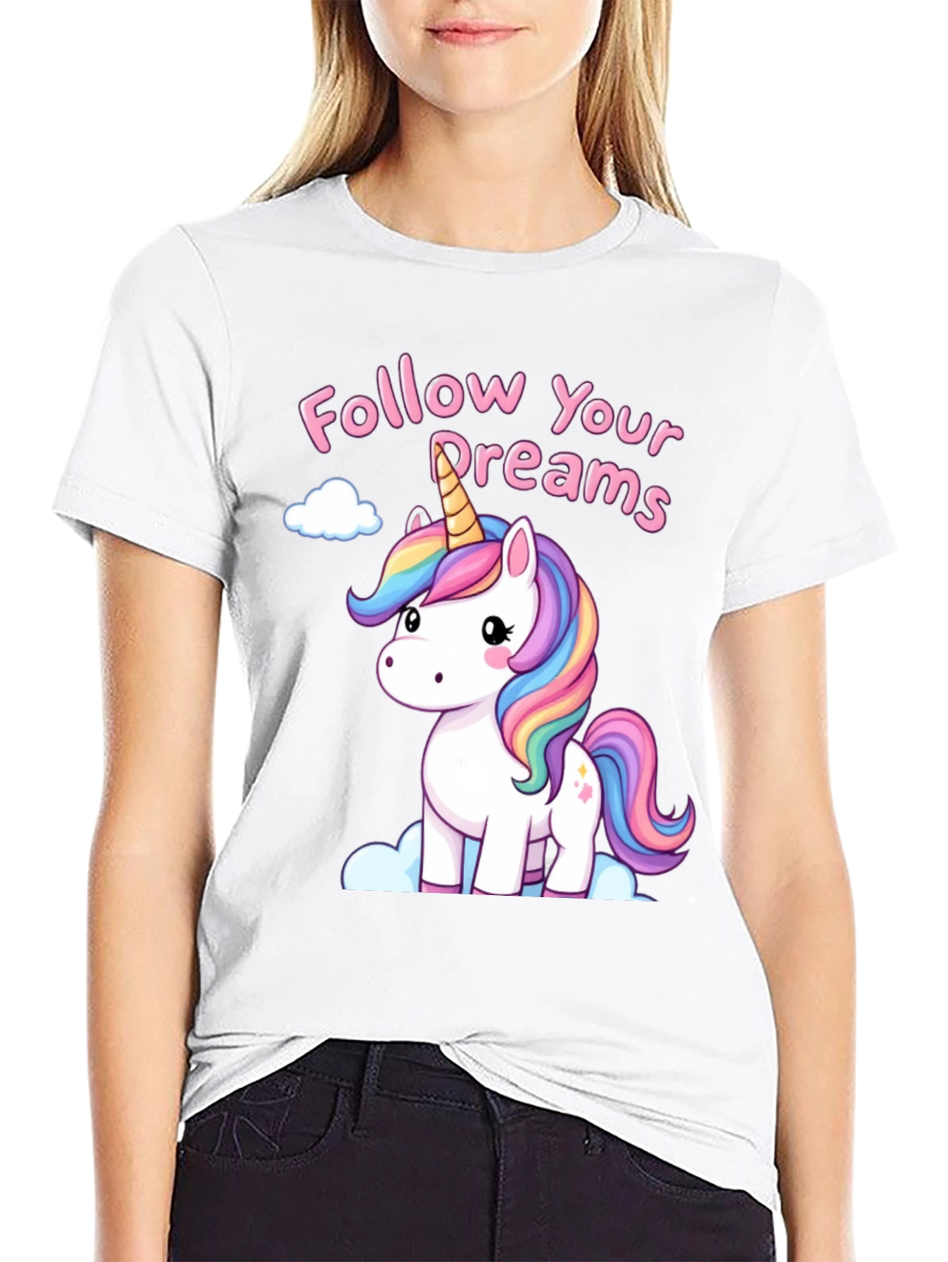 Black Unicorn Follow Your Dreams Graphic Tee - Black view 9