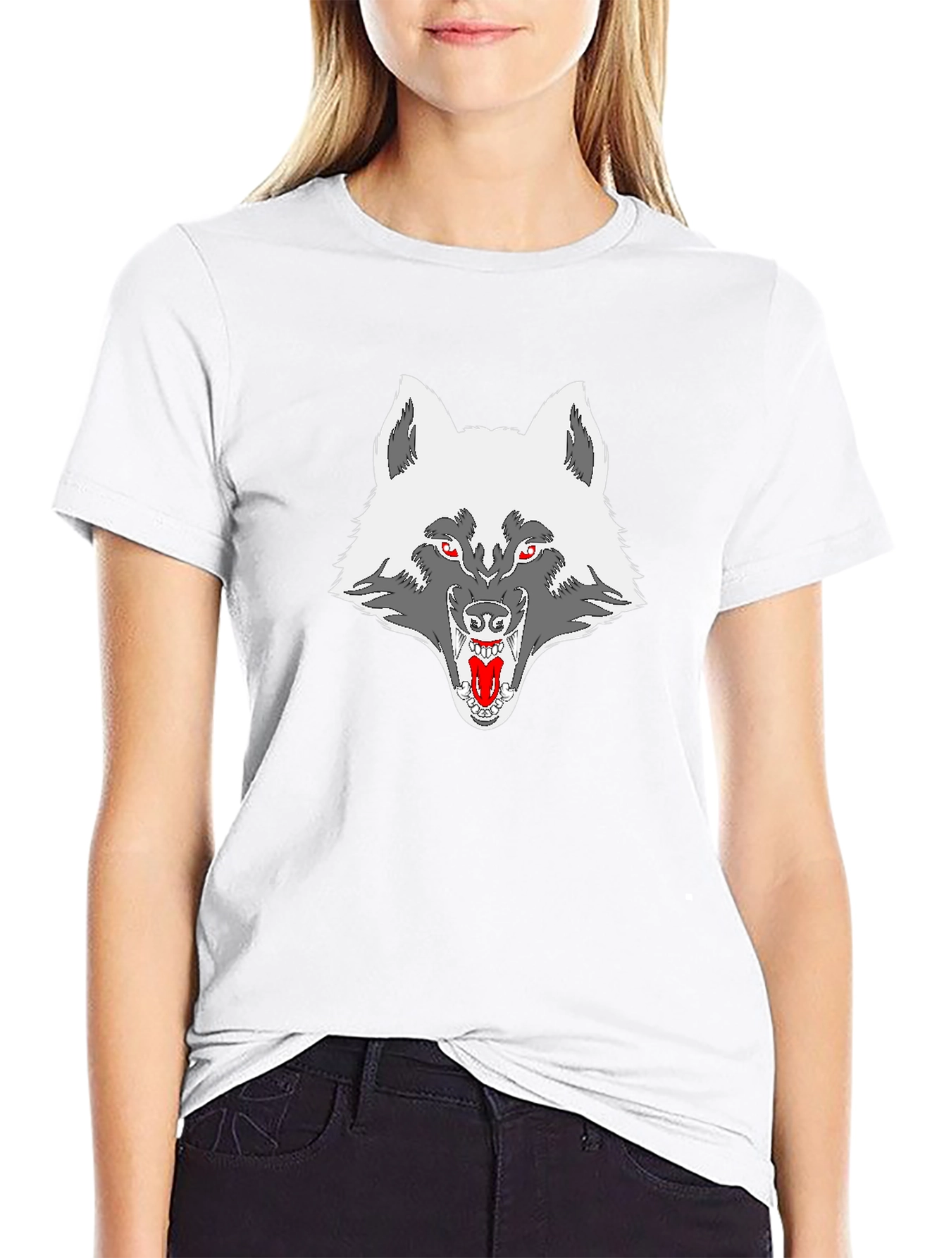 Black Wolf Graphic Print Black T-Shirt view 9