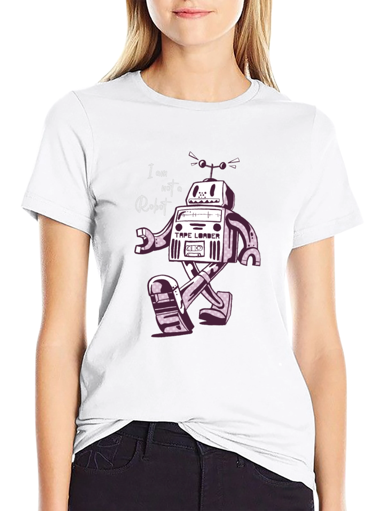 Black Retro Robot T-Shirt - I Am Not A Robot! view 9