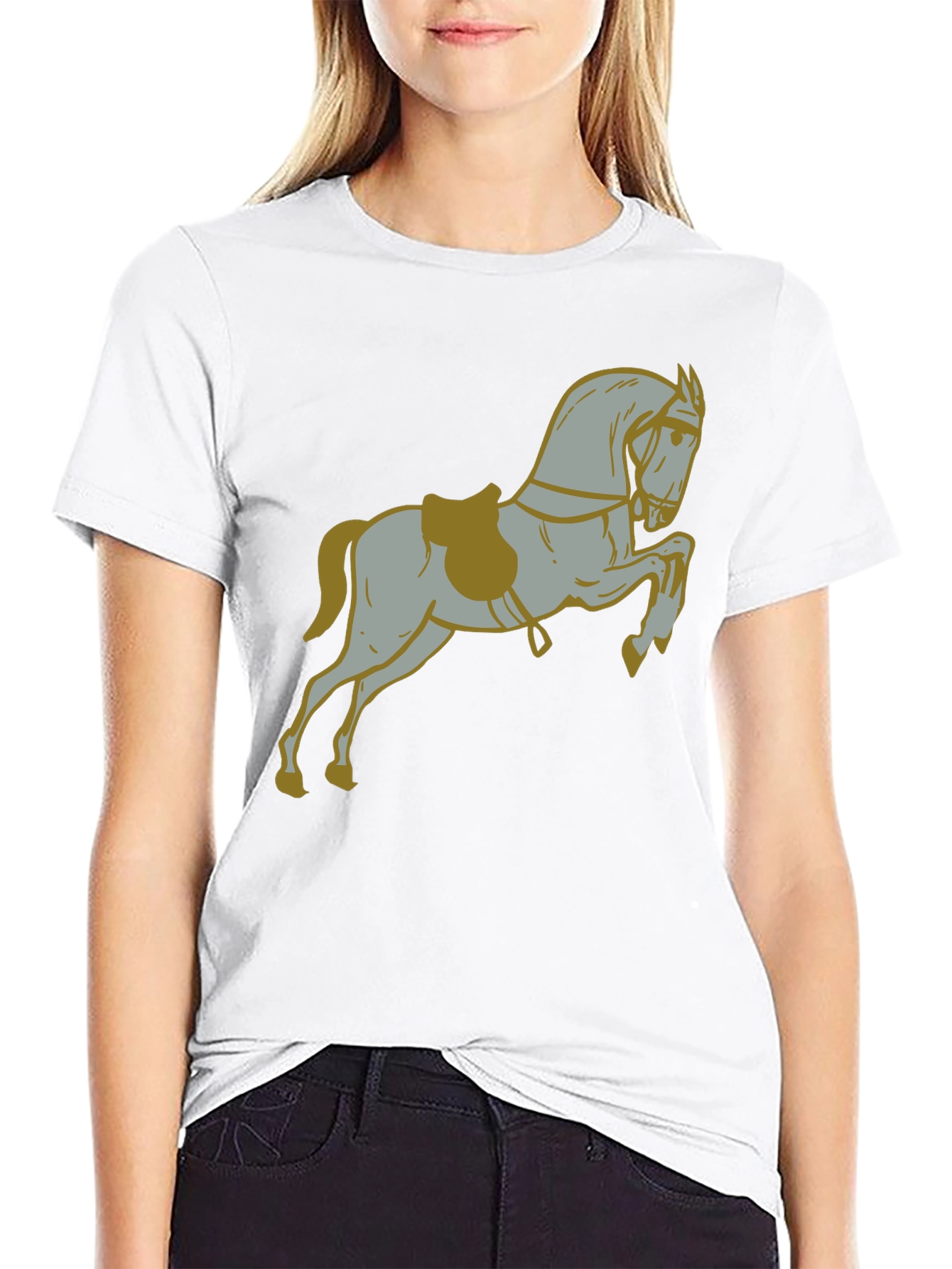 Black Horse Graphic Print Black T-Shirt view 9
