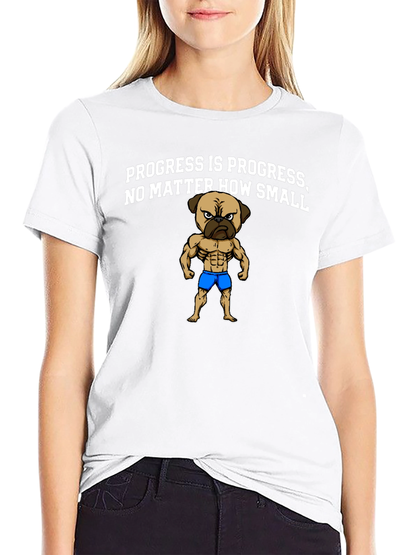 Black Progress Pug Graphic T-Shirt view 9