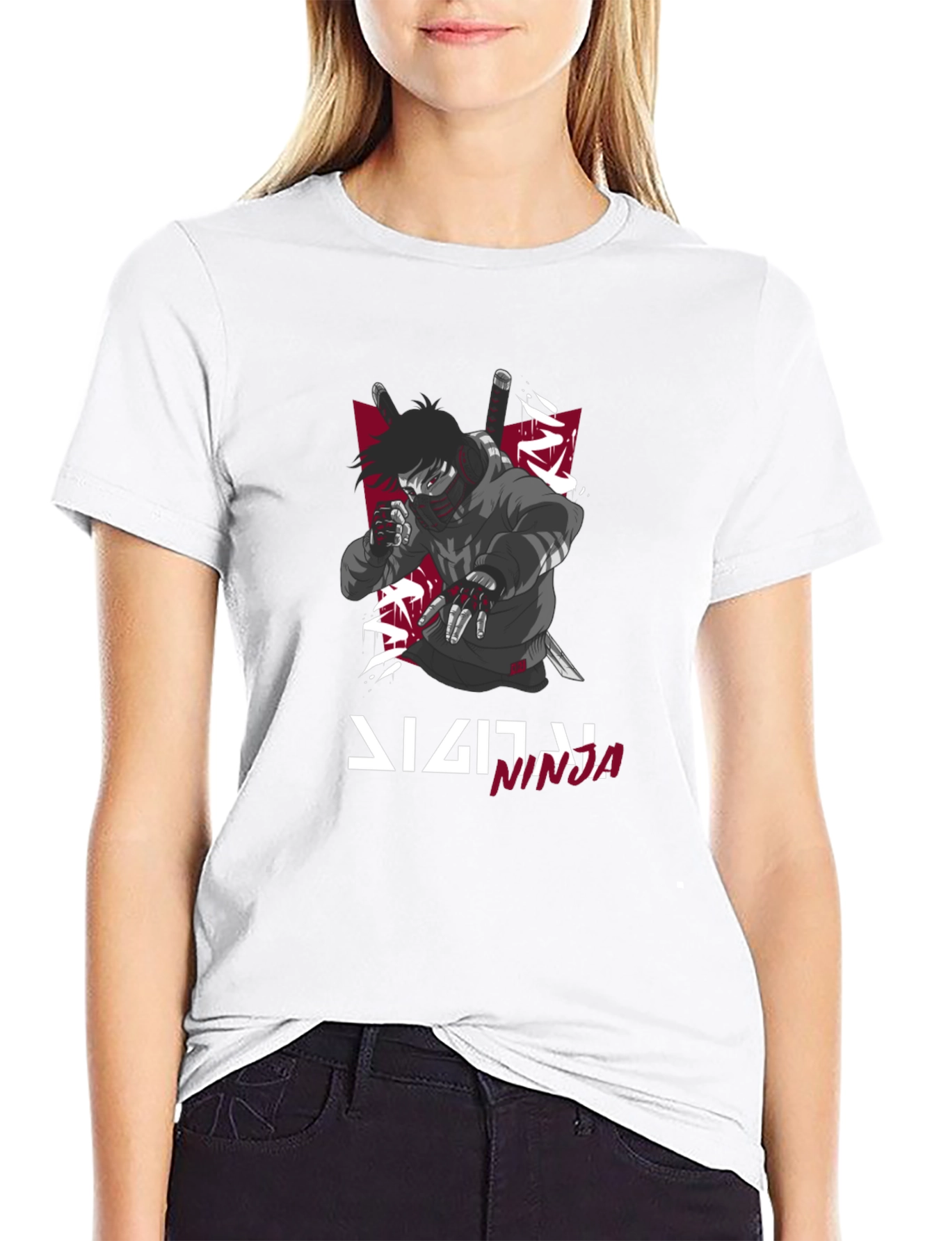 Black Digital Ninja Graphic T-Shirt | Men's Black Tee view 9