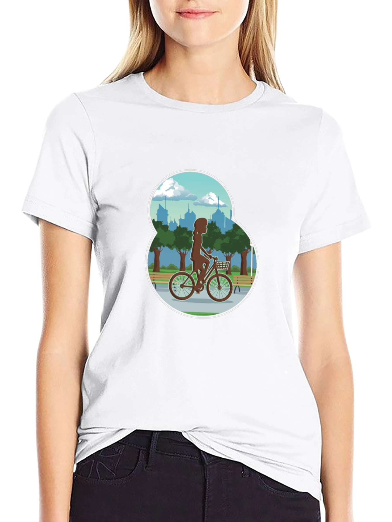 Black Woman Biking in the Park Graphic T-Shirt view 9