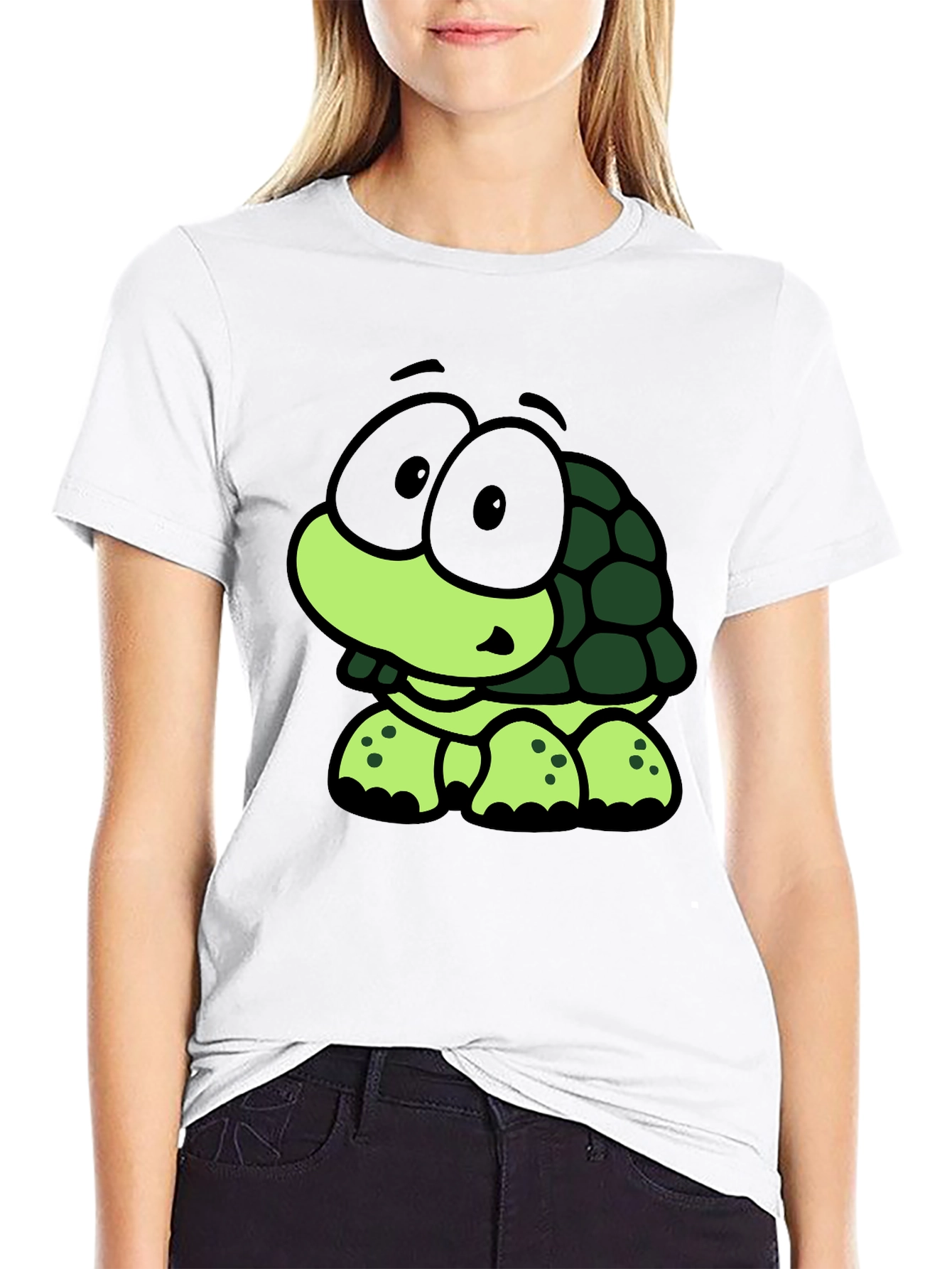 Black Cute Cartoon Turtle Graphic Black T-Shirt view 9