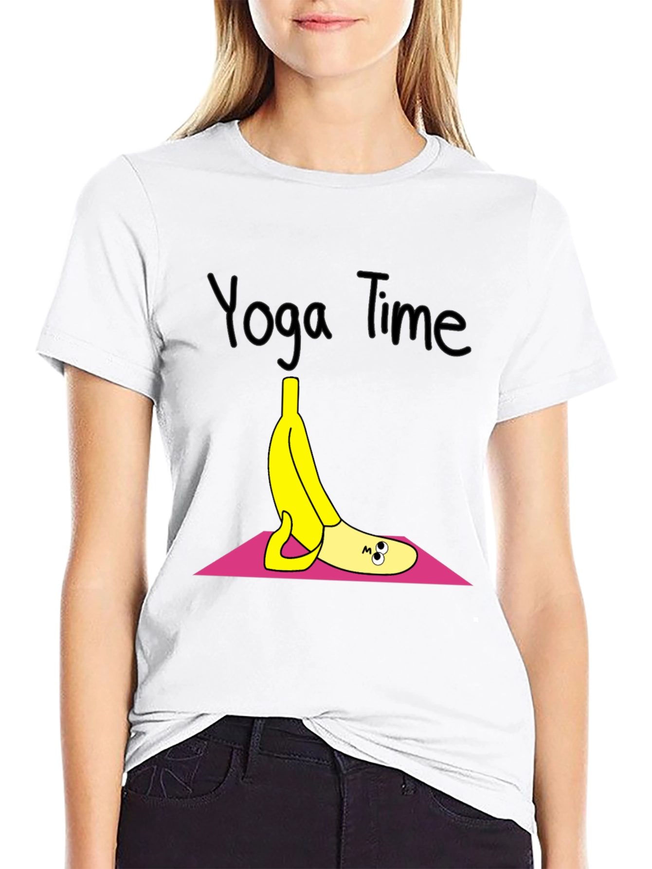 Black Yoga Banana T-Shirt - Relaxed Fit view 9