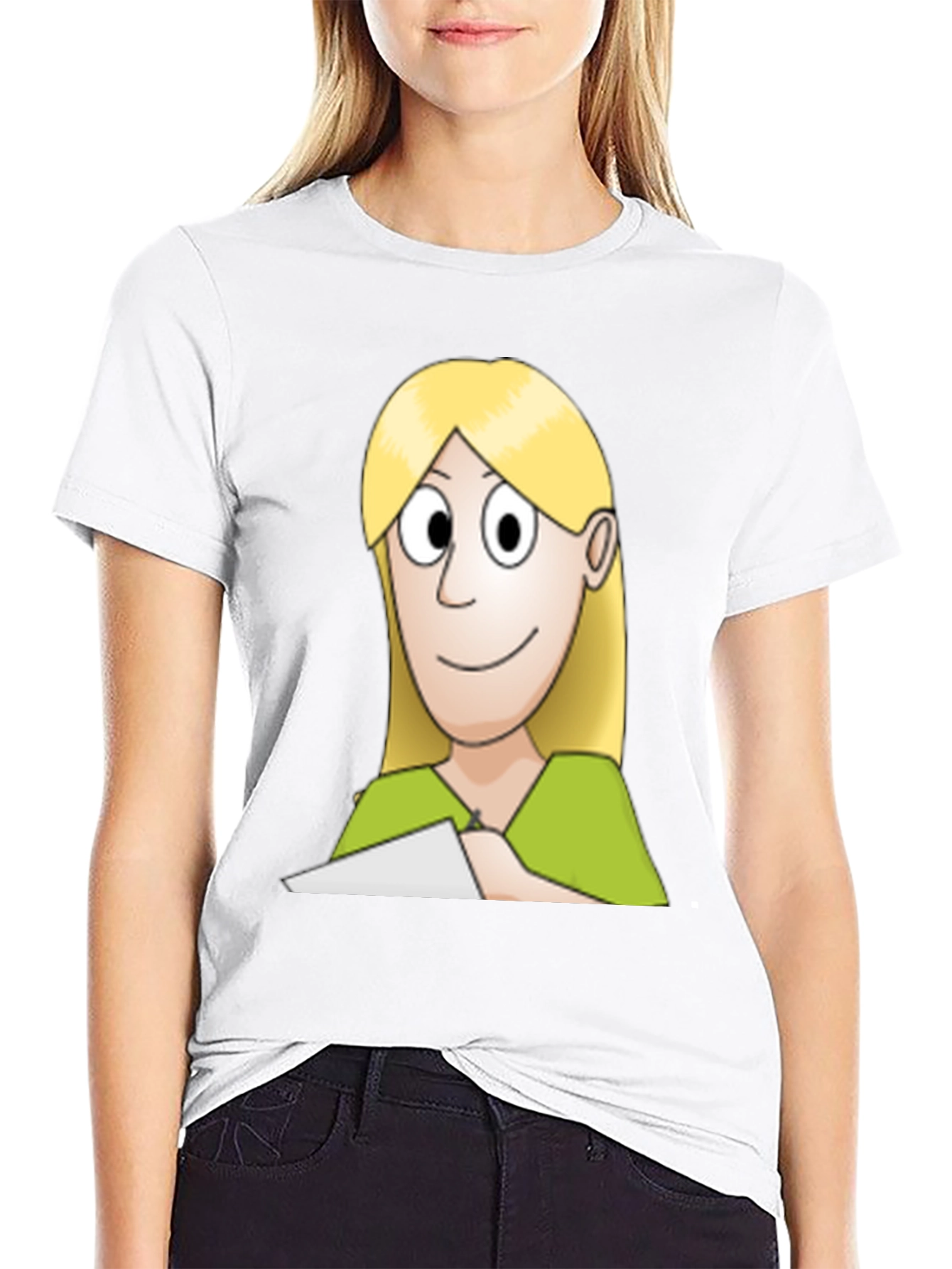Black Cartoon Woman Graphic Tee - Black Unisex T-Shirt view 9