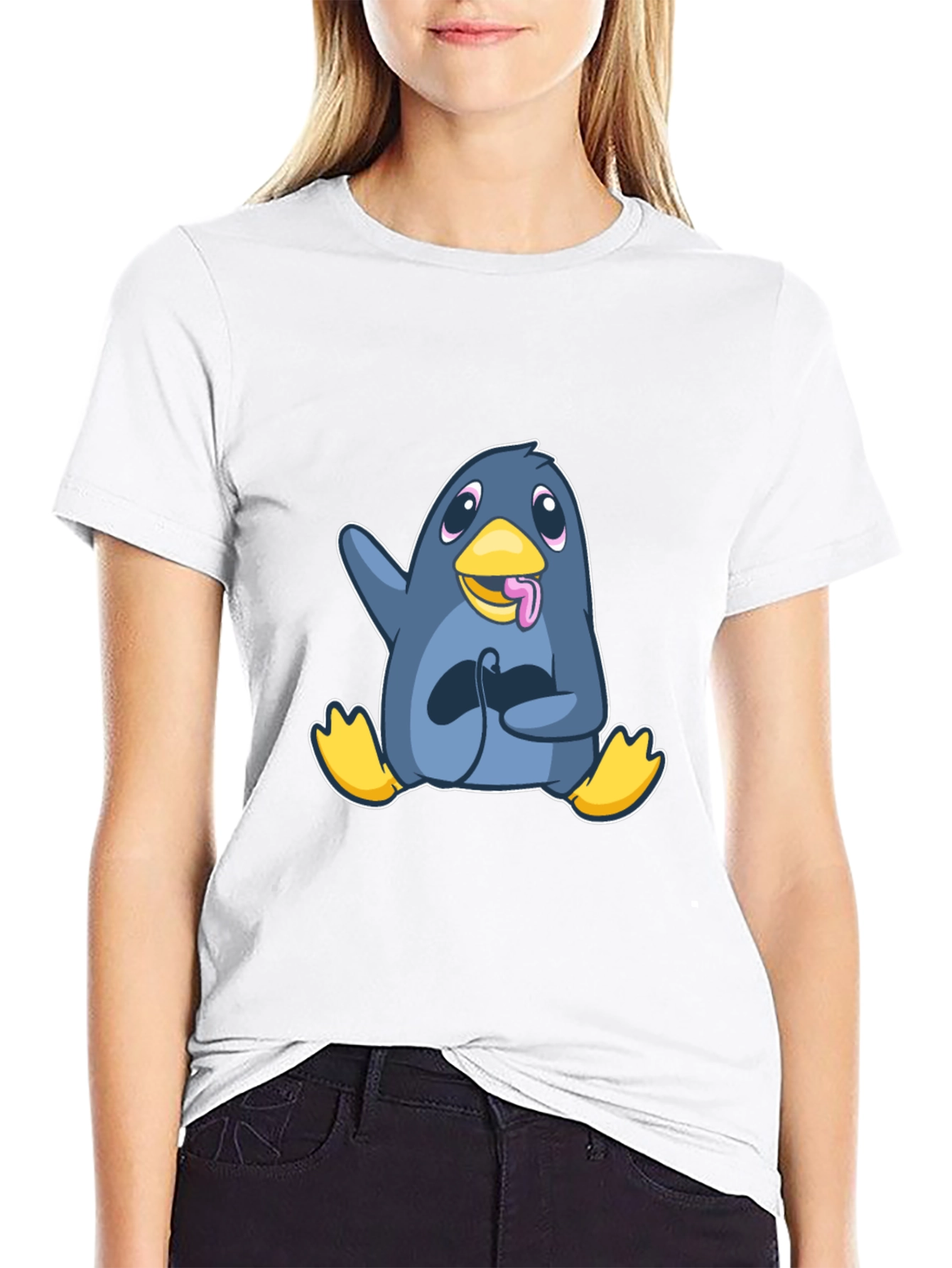 Black Gamer Penguin Black T-Shirt - Playful Cartoon Design view 9