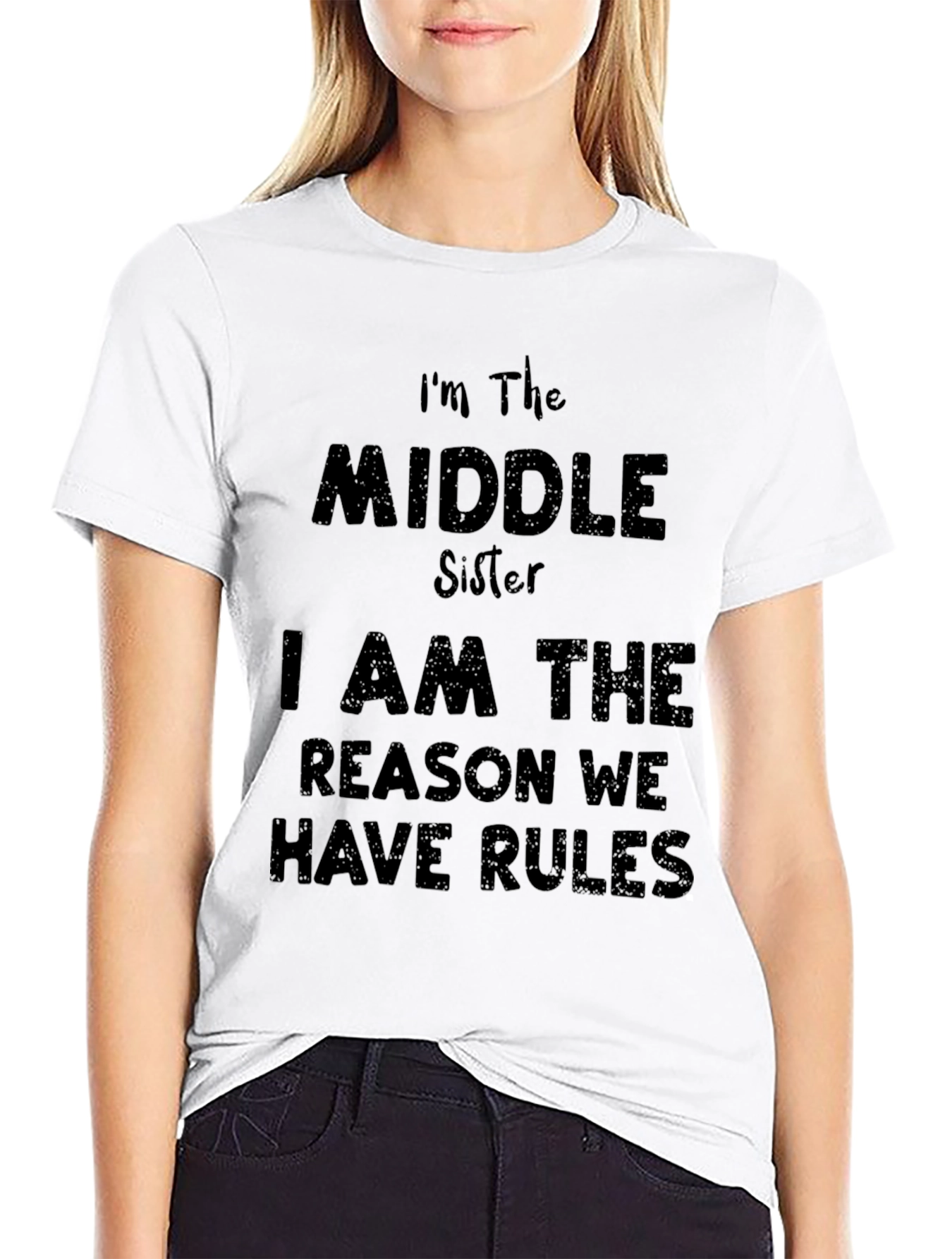 Black Middle Sister T-Shirt - Reason for the Rules! view 9
