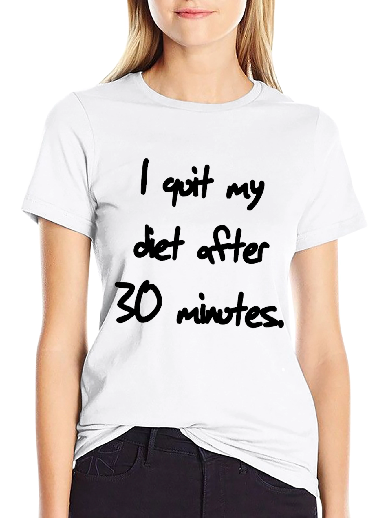 Black Funny Diet T-Shirt - "I Quit My Diet After 30 Minutes" view 9