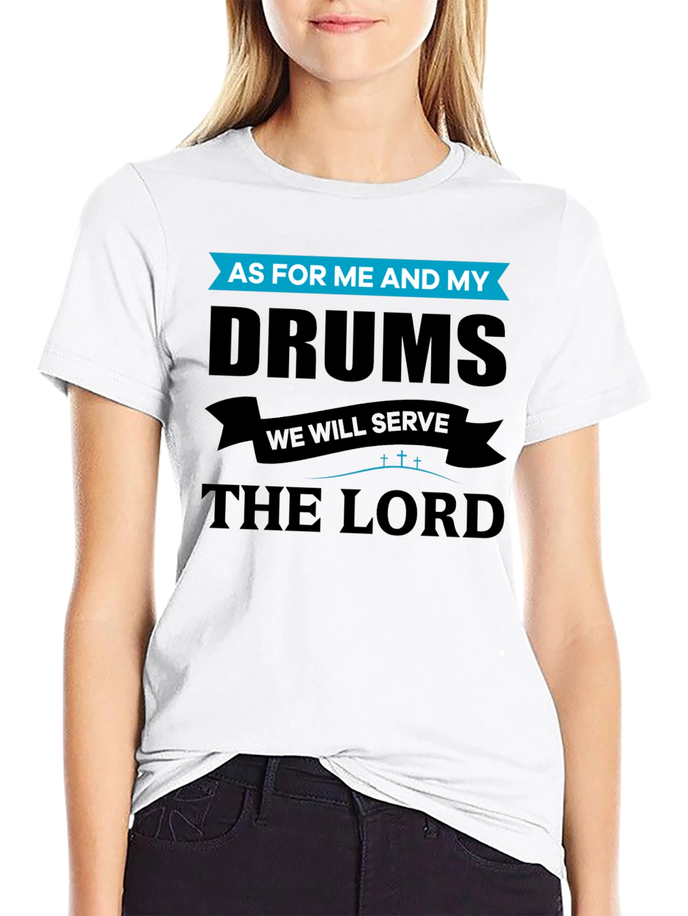 Black Drums and Faith T-Shirt - As For Me And My view 9