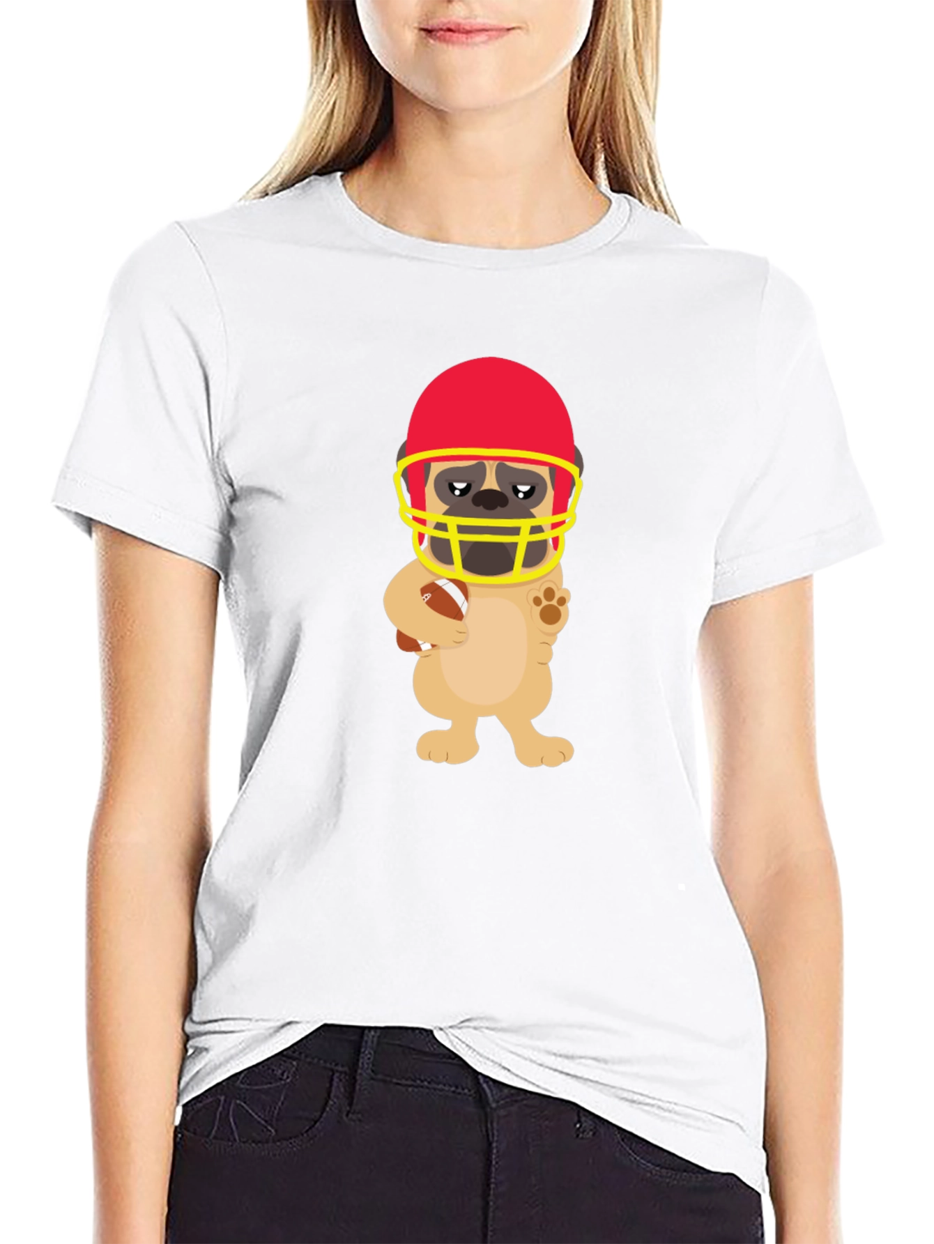 Black Football Pug Graphic Tee - Touchdown Style view 9