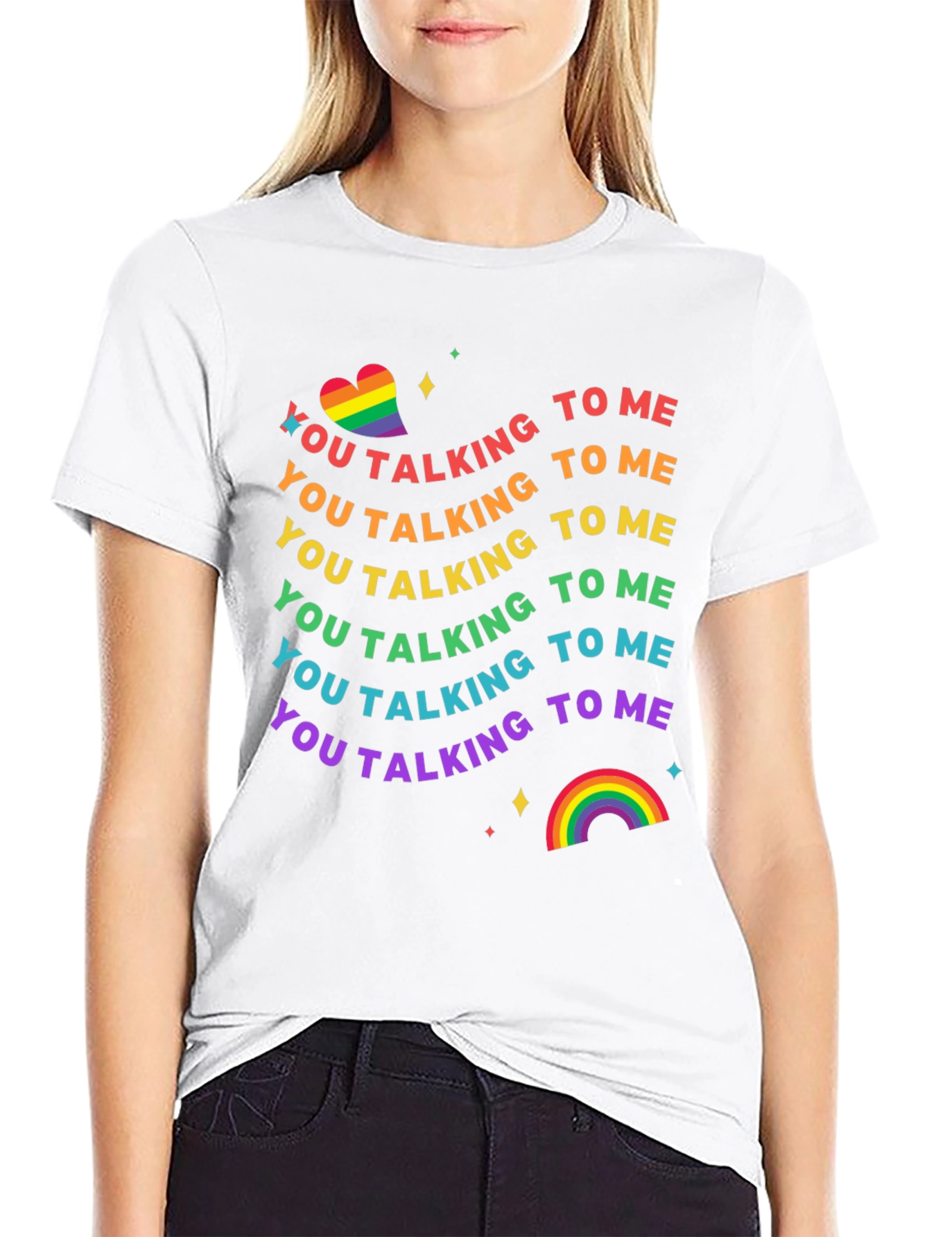 Black Rainbow Pride Talking to Me T-Shirt view 9
