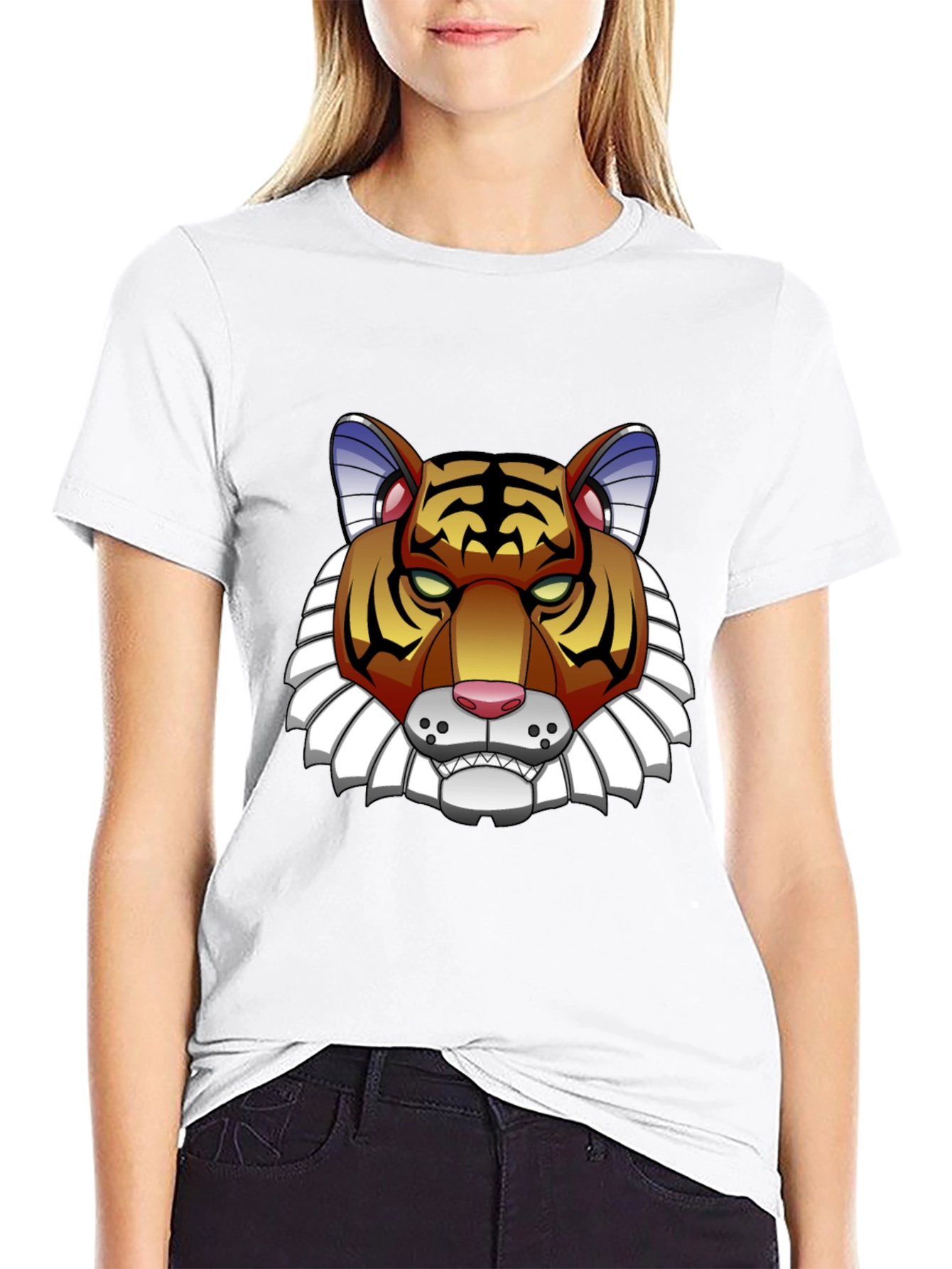 Black Cool Tiger Graphic Black T-Shirt view 9