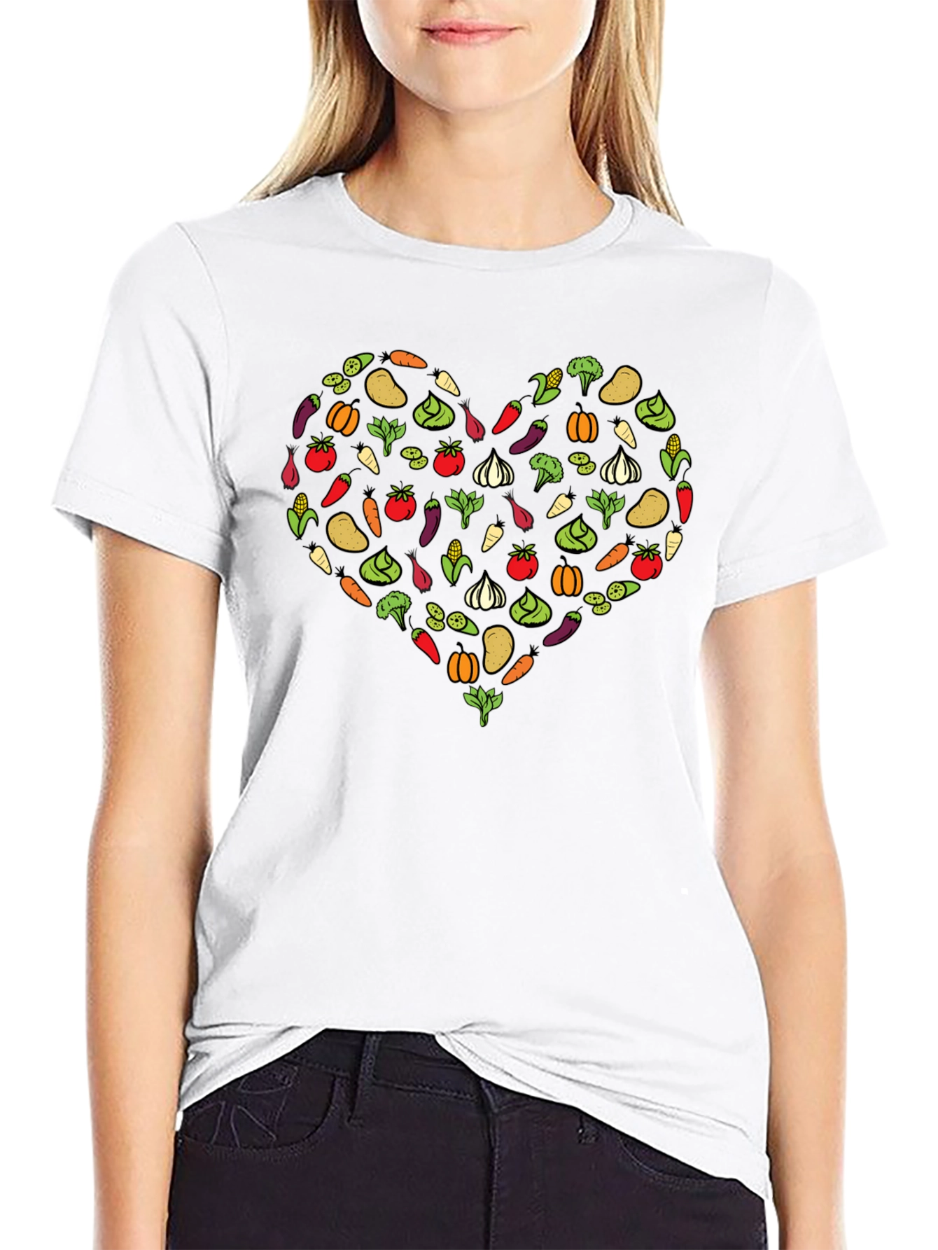 Black Vegetable Heart Graphic T-Shirt view 9