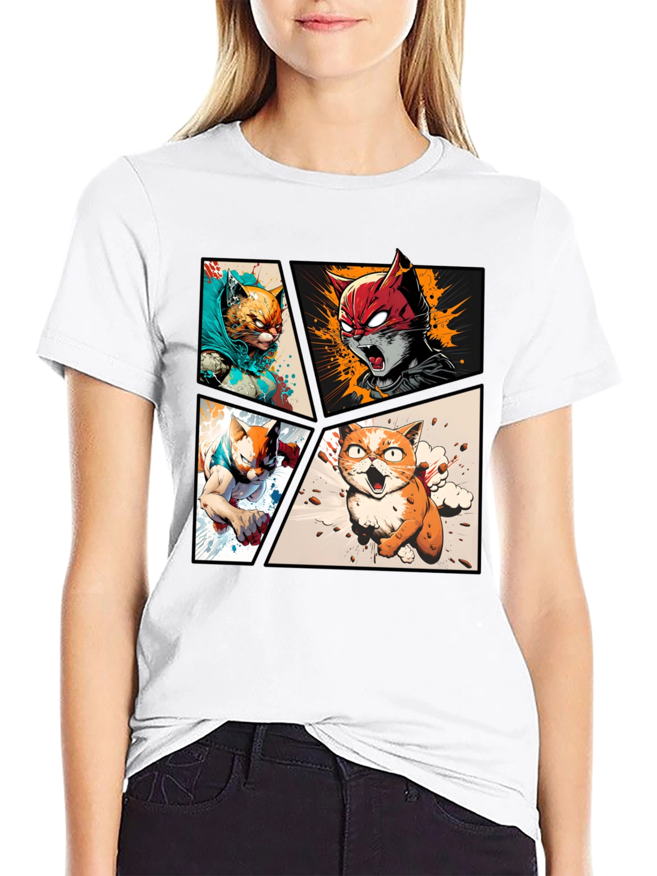 Black Hero Cat Comic T-Shirt - Stylish & Unique view 9