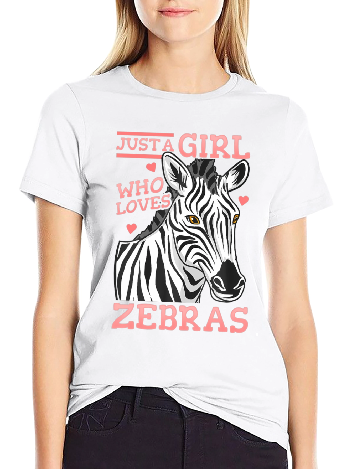 Black Just A Girl Who Loves Zebras T-Shirt view 9