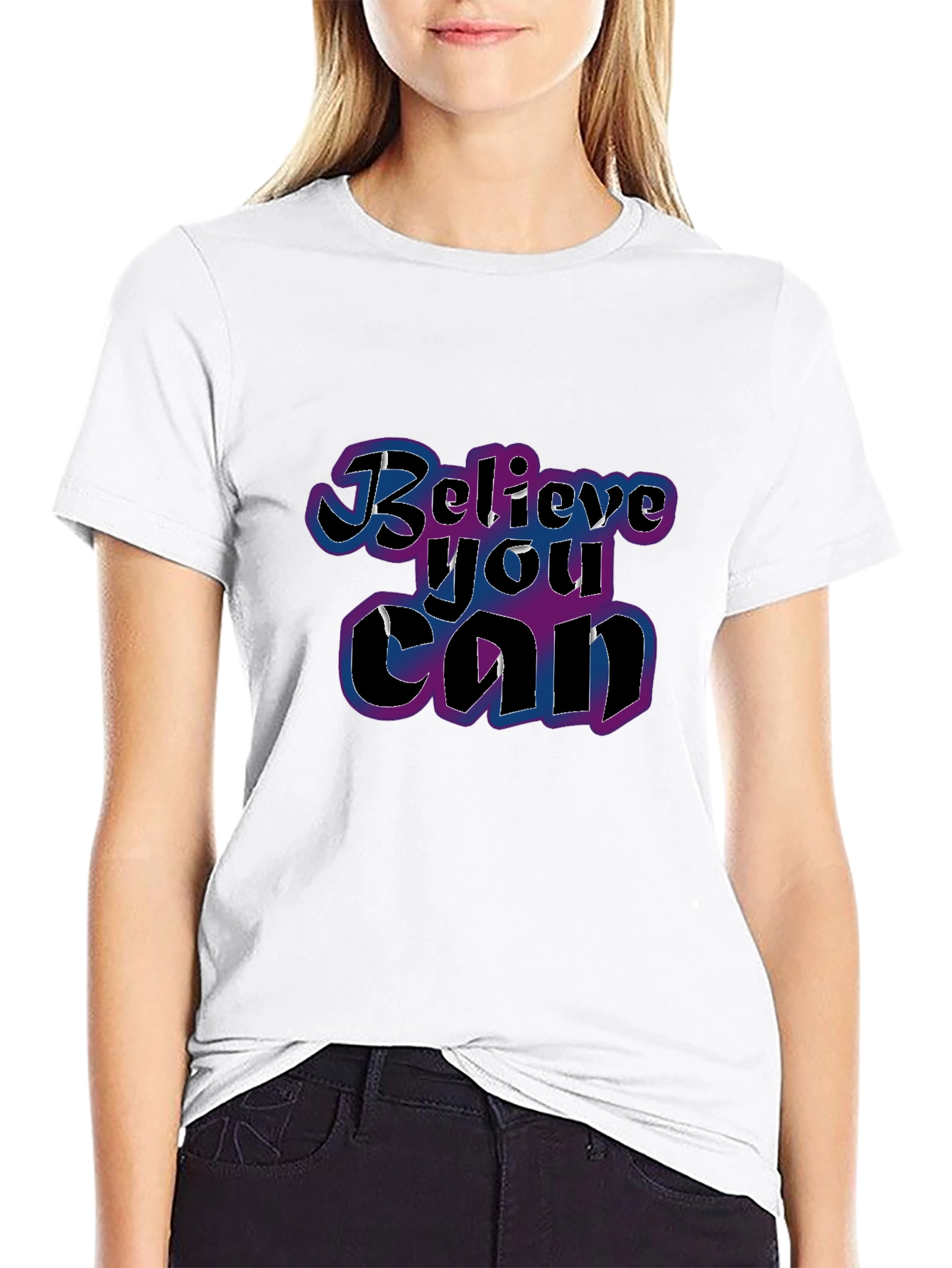 Black Believe You Can T-Shirt - Motivational Graphic Tee view 9