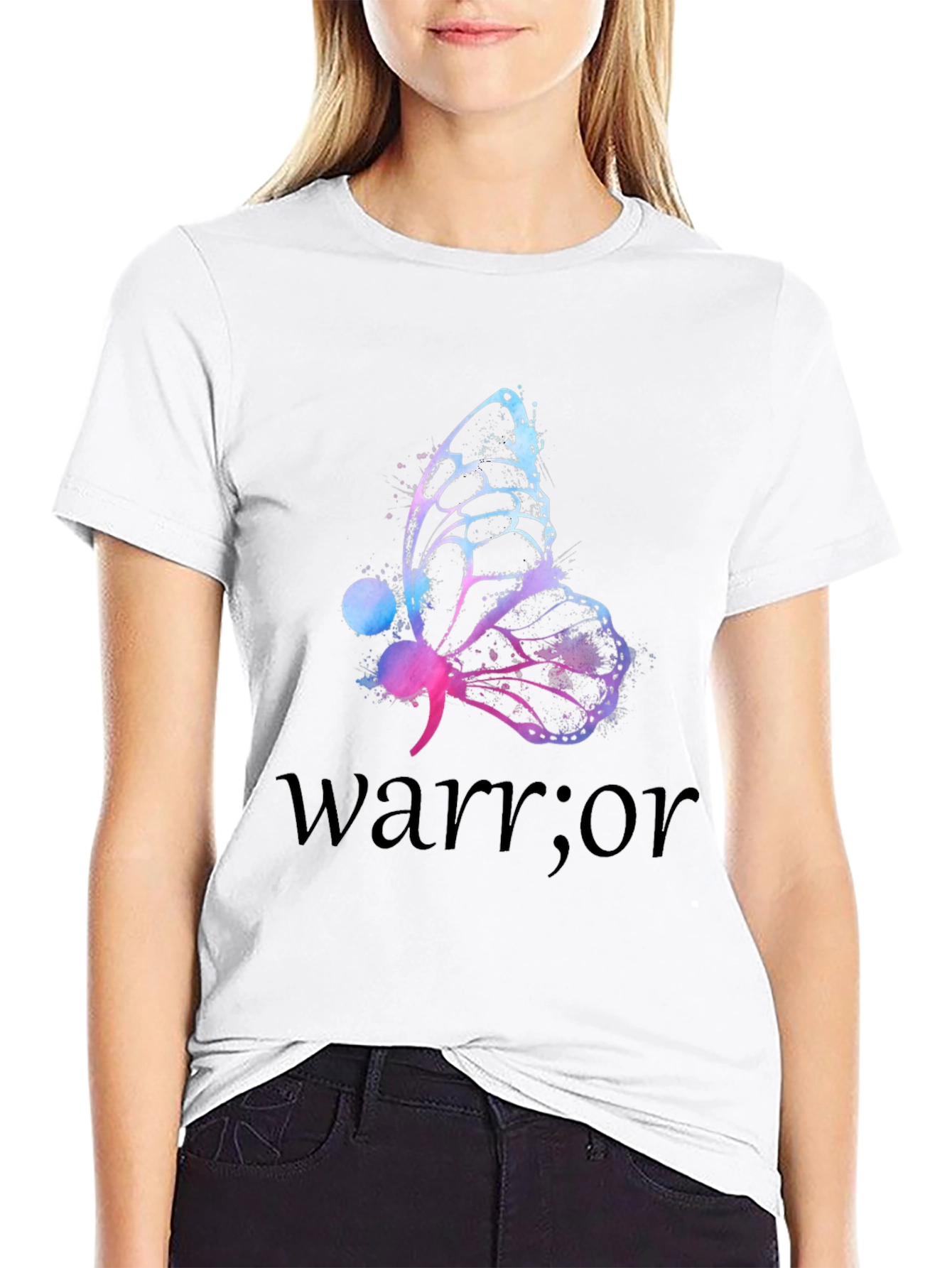 Black Butterfly Warrior Mental Health Awareness T-Shirt view 9
