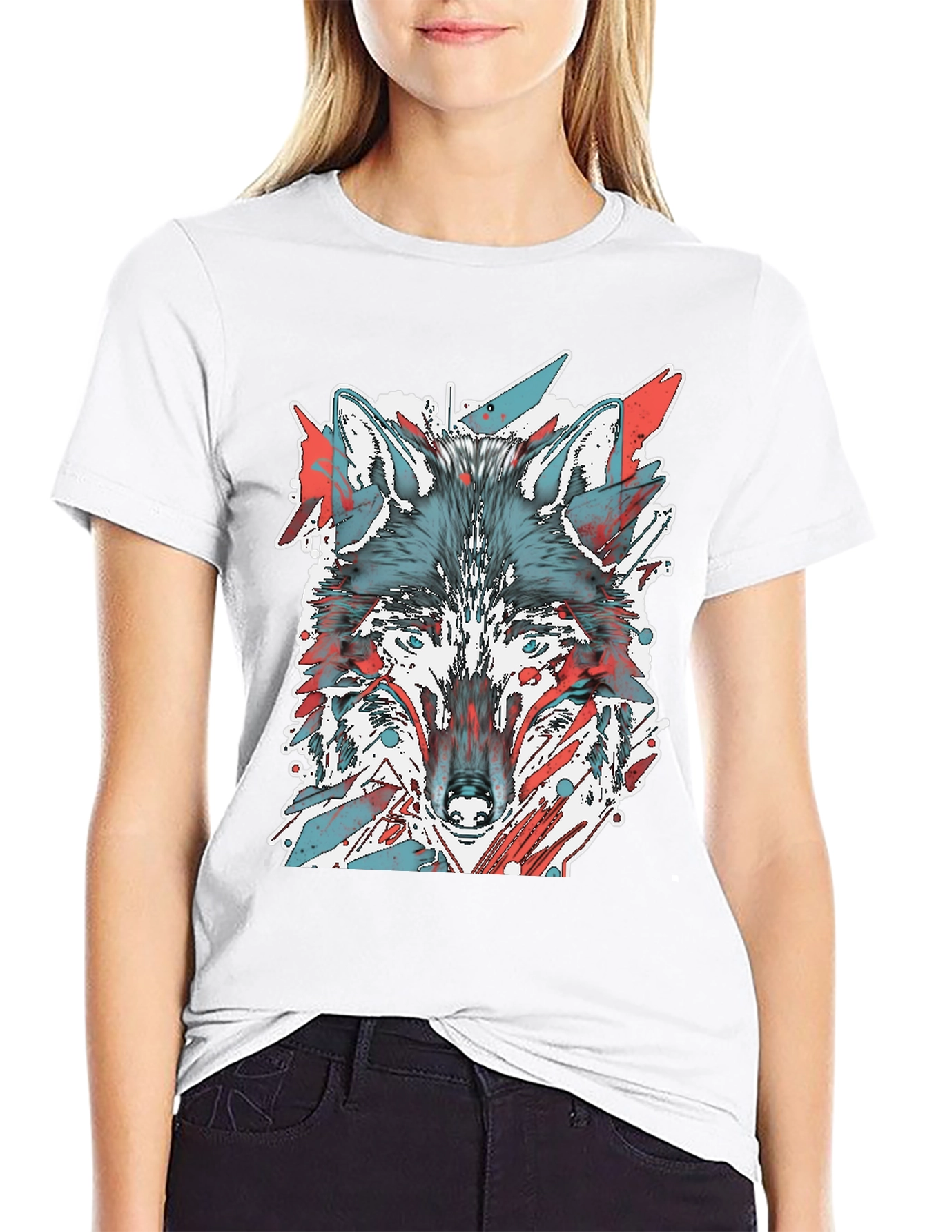 Black Wolf Graphic Tee - Cool Animal Print Shirt view 9