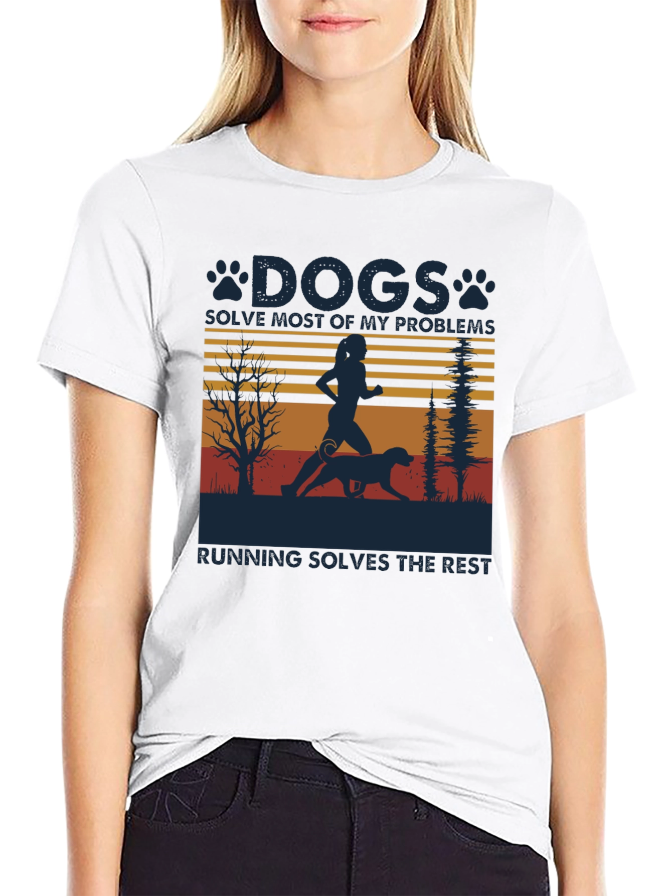 Black Dogs Solve Problems T-Shirt - Running Graphic Tee view 9