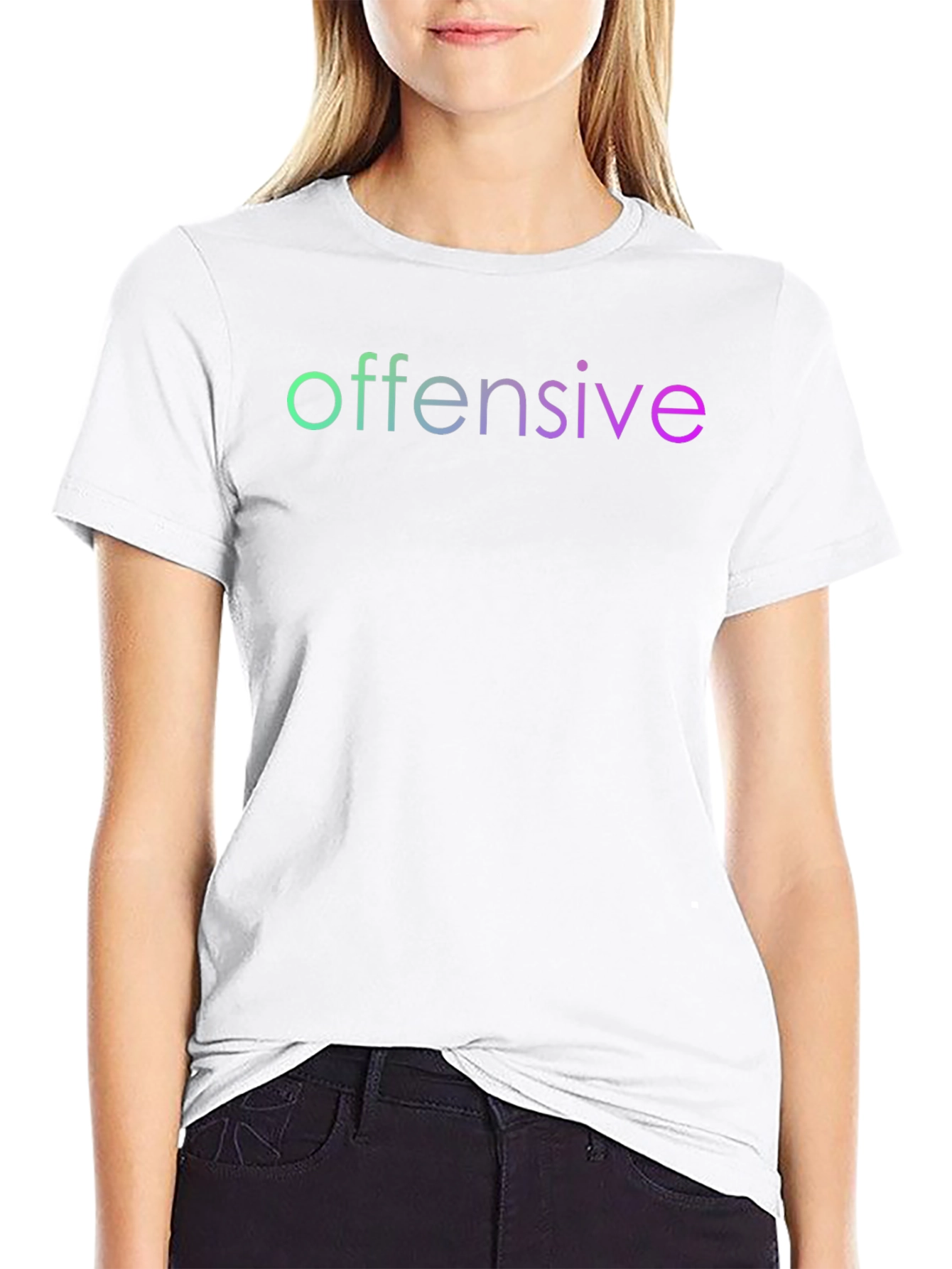 Black Offensive T-Shirt - Gradient Text Tee view 9
