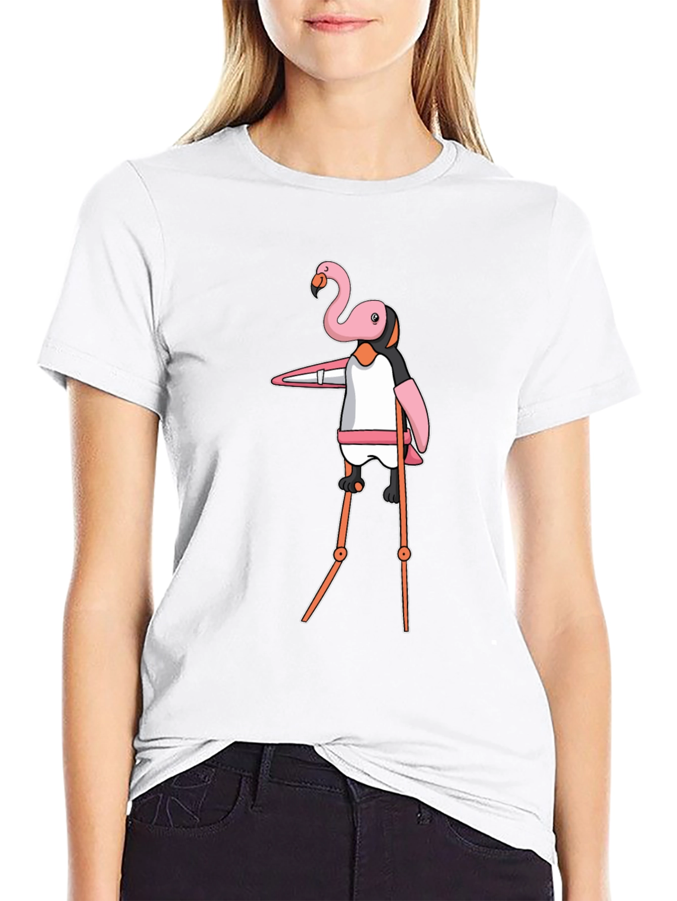 Black Flamingo Stilt Walker Graphic Tee - Black view 9