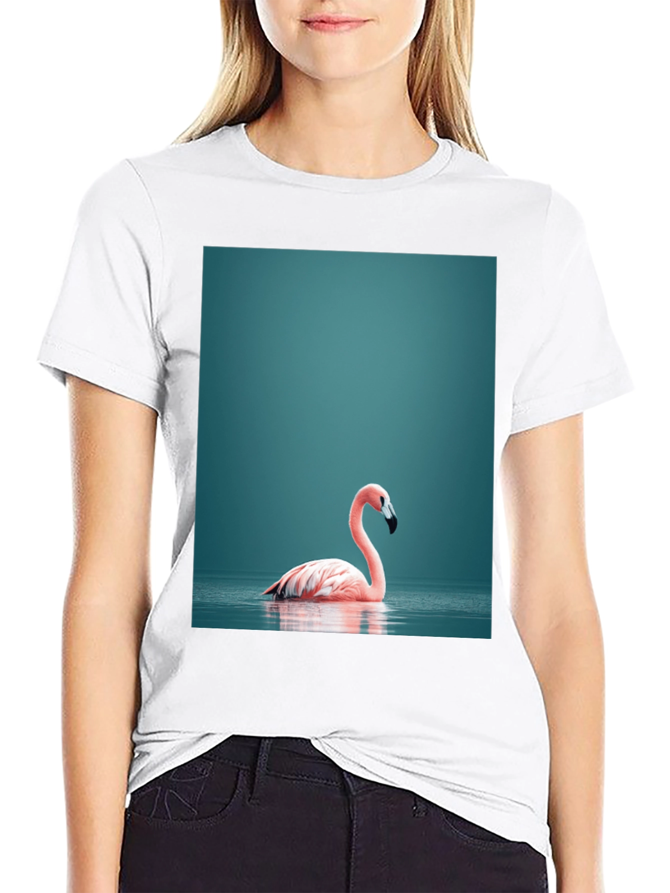 Black Flamingo Graphic Tee - Stylish Black Cotton T-Shirt view 9