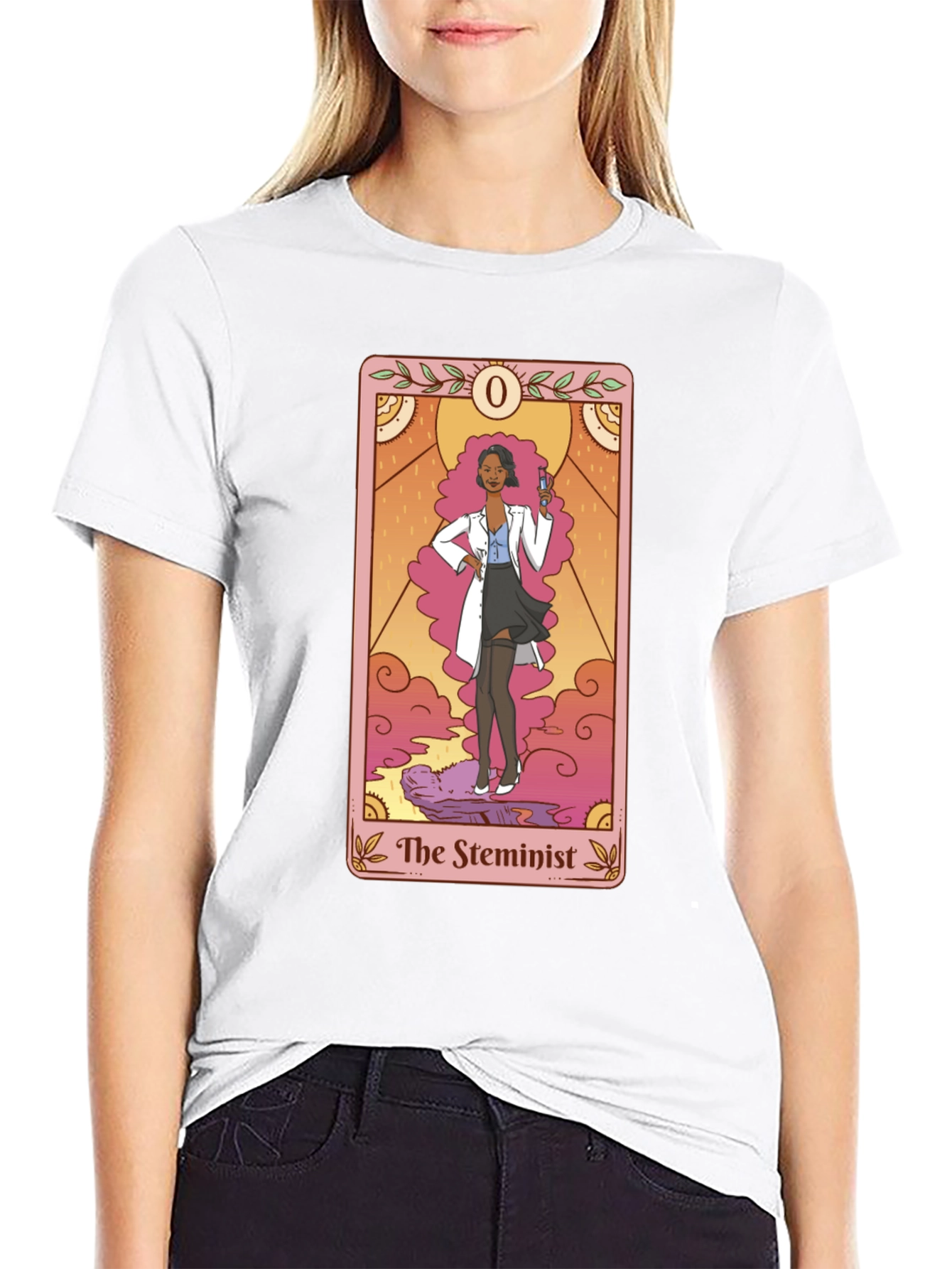 Black The Steminist Tarot Card T-Shirt - Black view 9