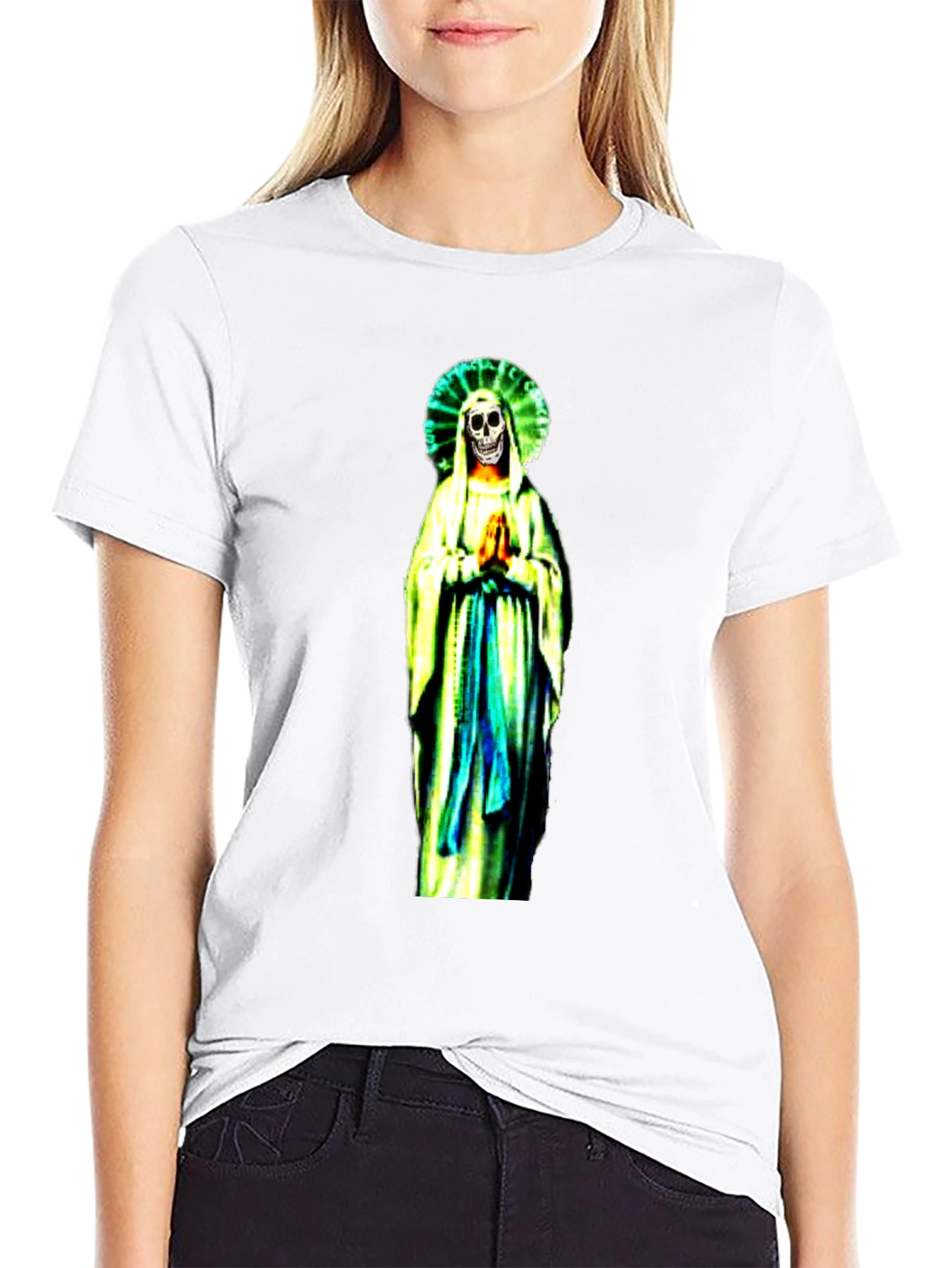 Black Grim Reaper Virgin Mary T-Shirt - Black view 9