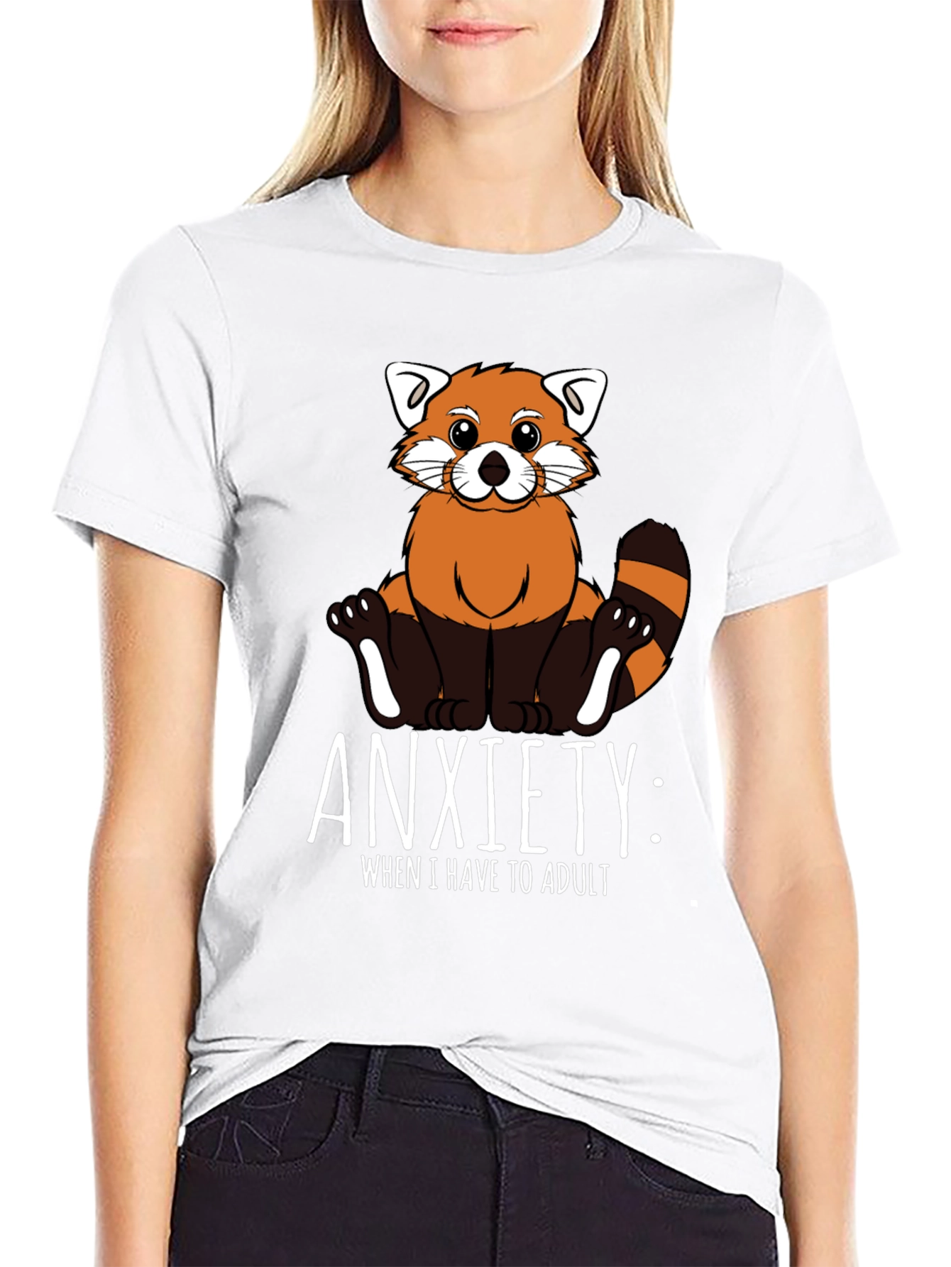 Black Anxiety Red Panda Adulting T-Shirt view 9