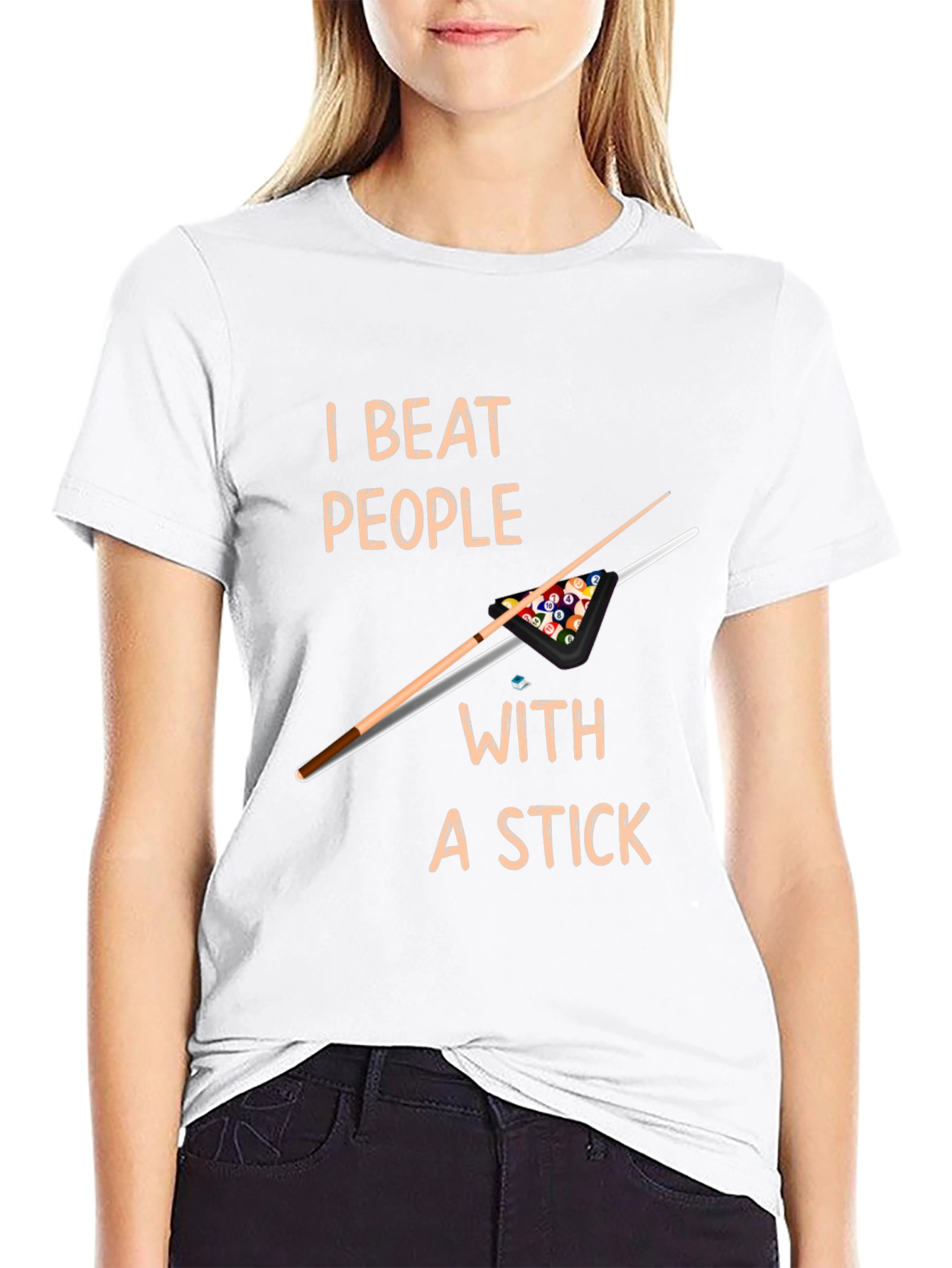 Black I Beat People With a Stick T-Shirt - Billiards  view 9