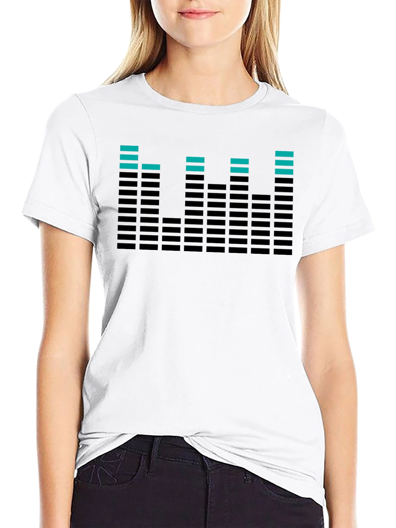 Black Cool Equalizer Graphic Tee - Black Cotton T-Shirt view 9