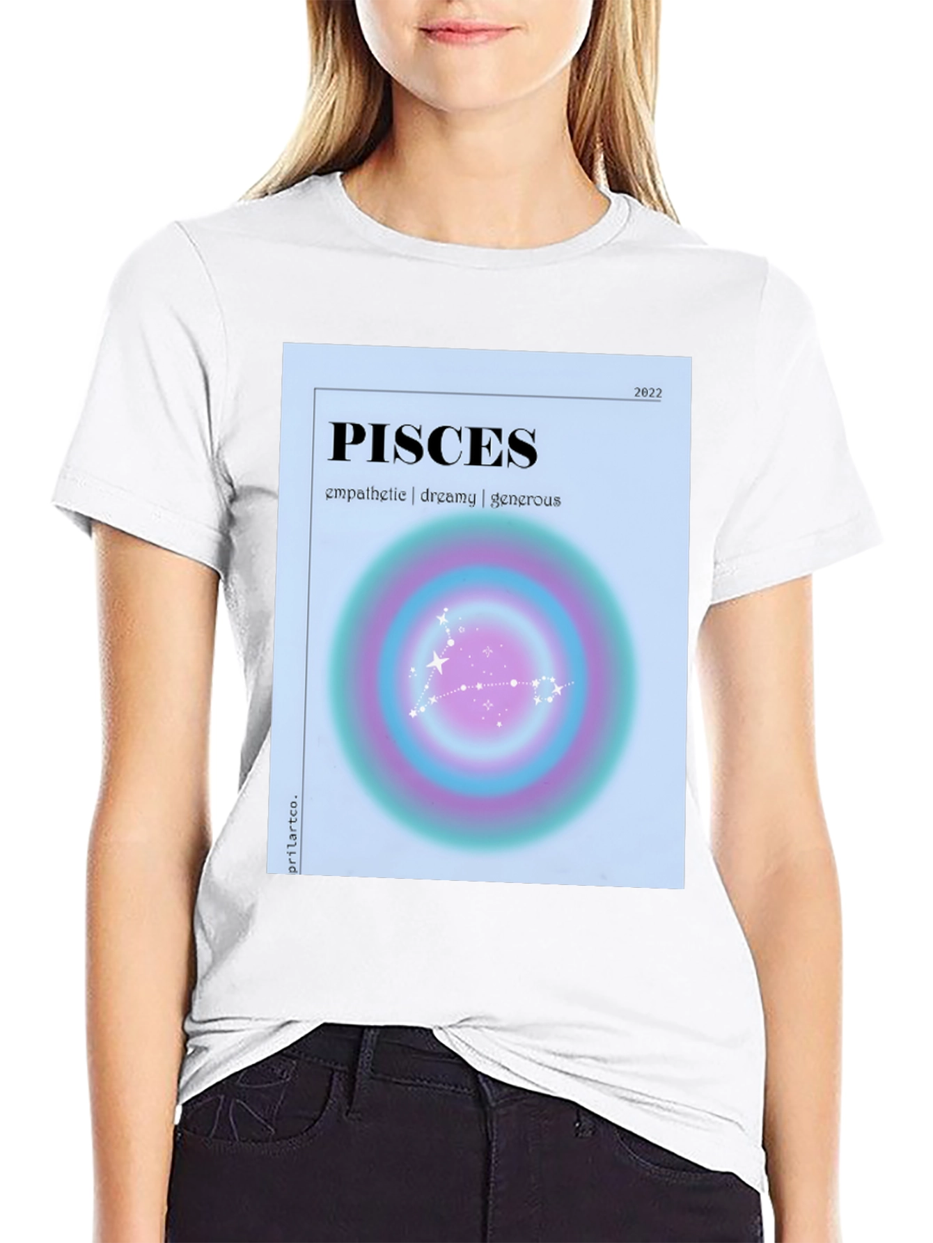 Black Pisces Zodiac Graphic T-Shirt - Empathetic Dreamy Generous view 9