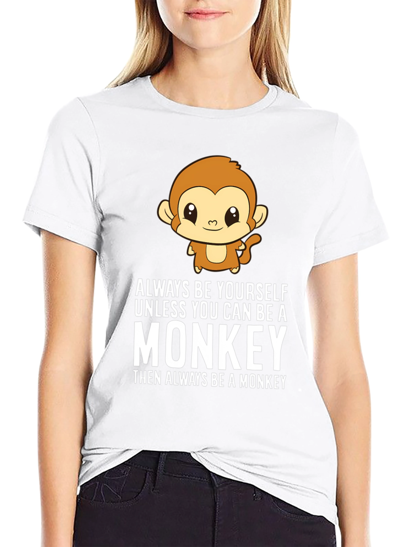 Black Always Be Yourself Monkey Graphic T-Shirt view 9