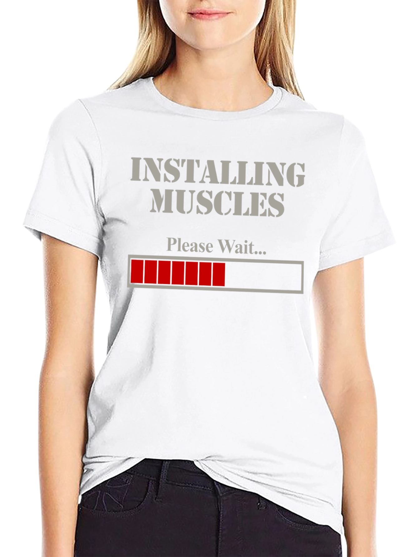Black Installing Muscles Funny Gym T-Shirt view 9