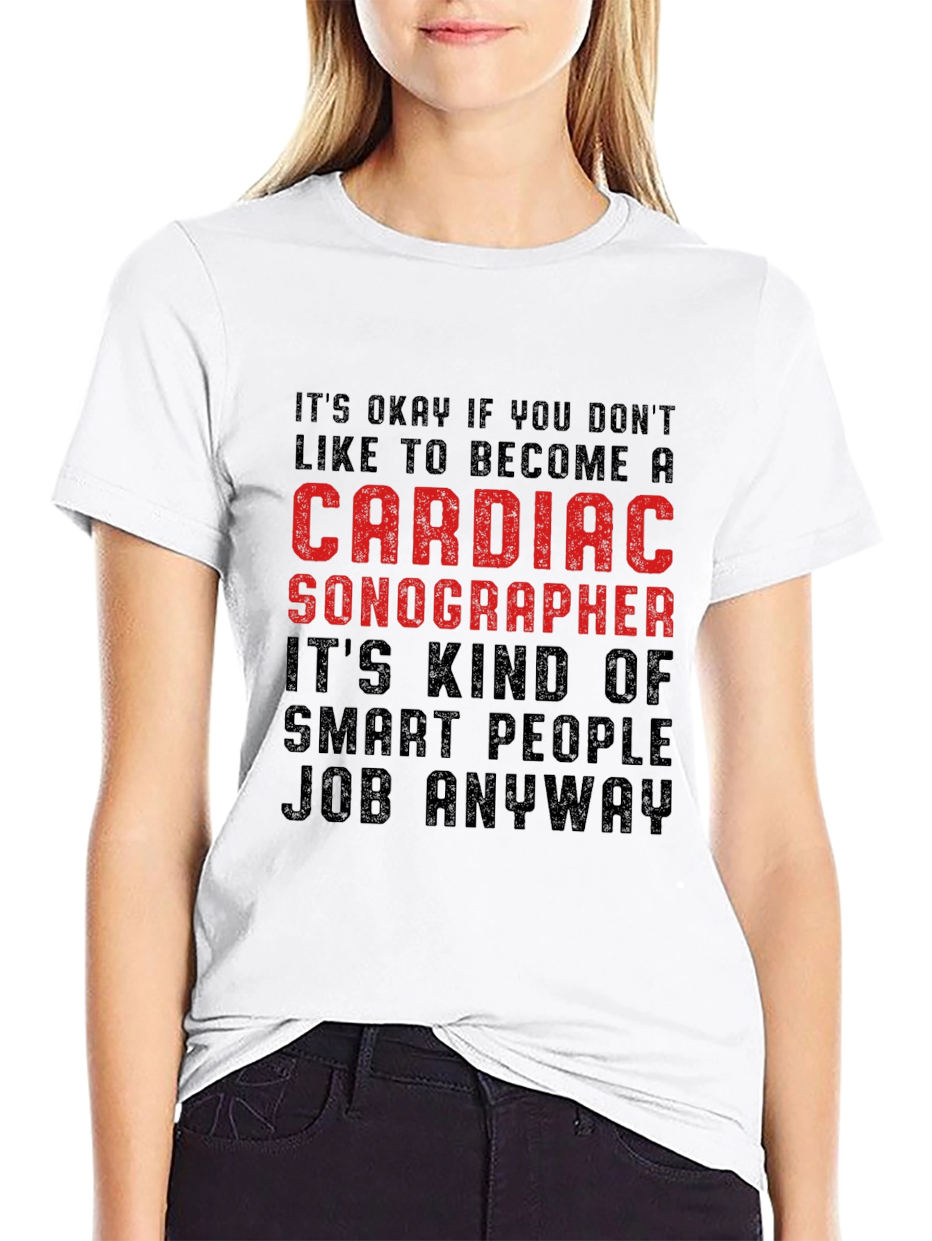 Black Cardiac Sonographer T-Shirt - Smart People Job view 9