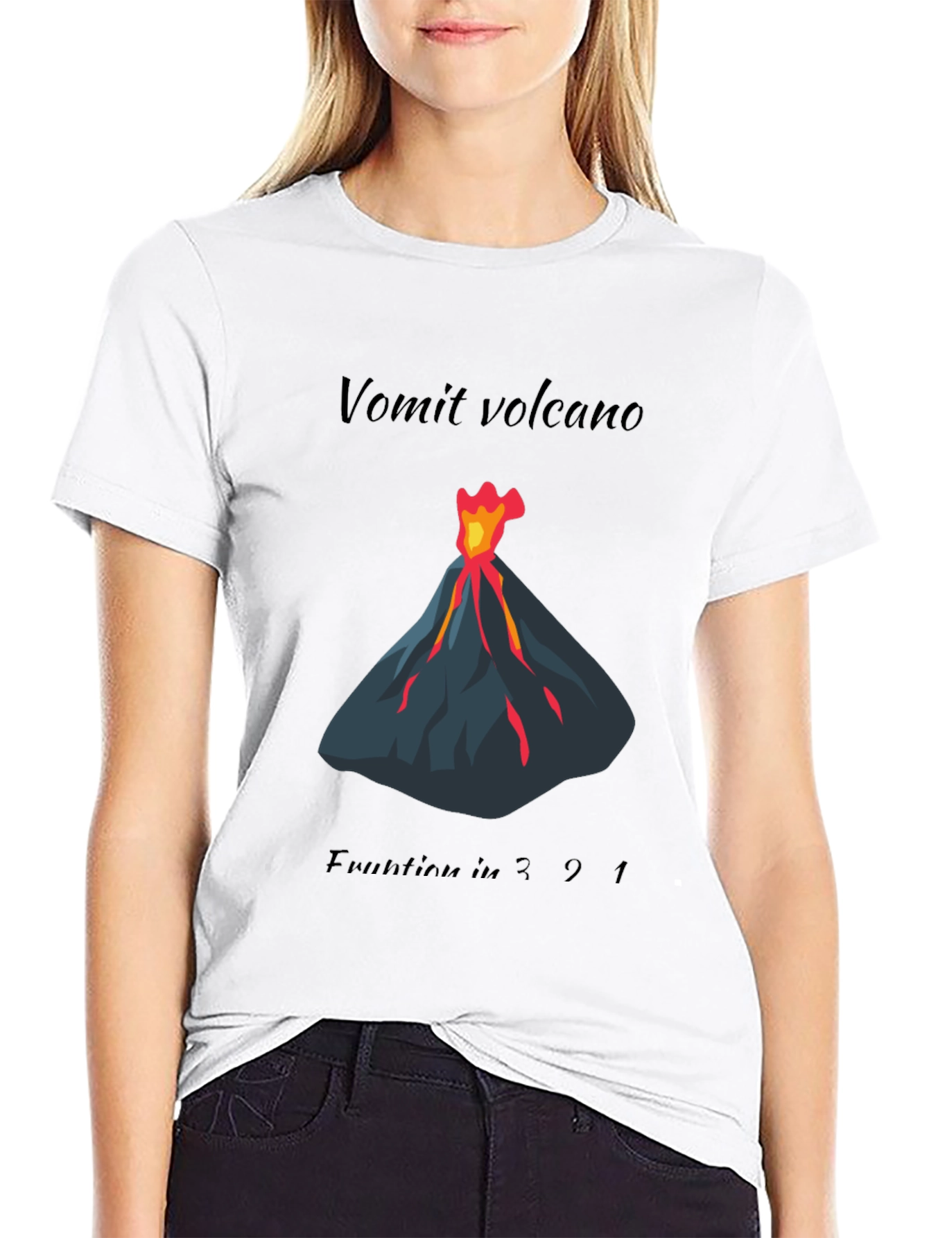 Black Vomit Volcano Eruption Graphic Tee view 9