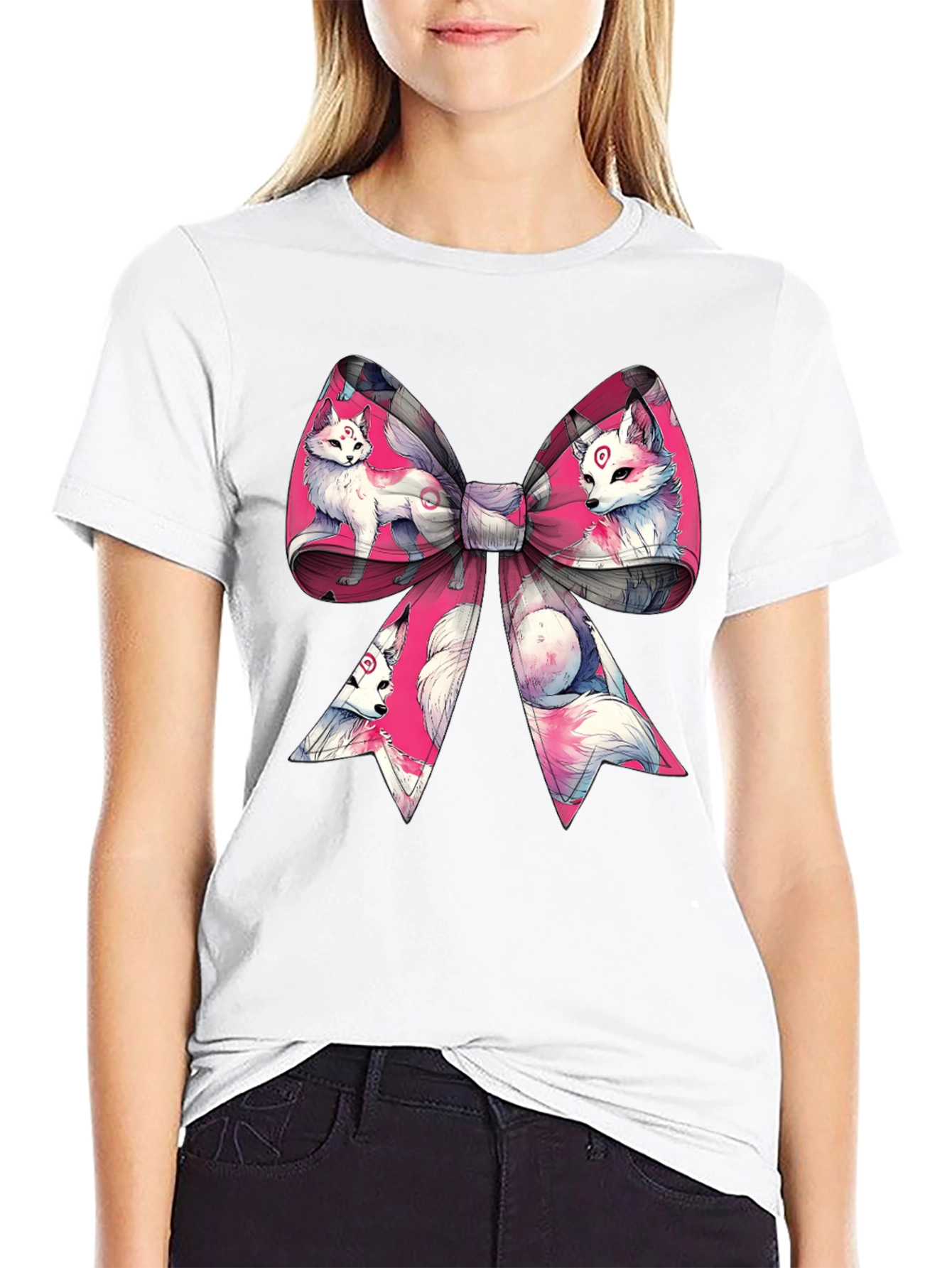 Black Fox Bow T-Shirt - Anime Style view 9
